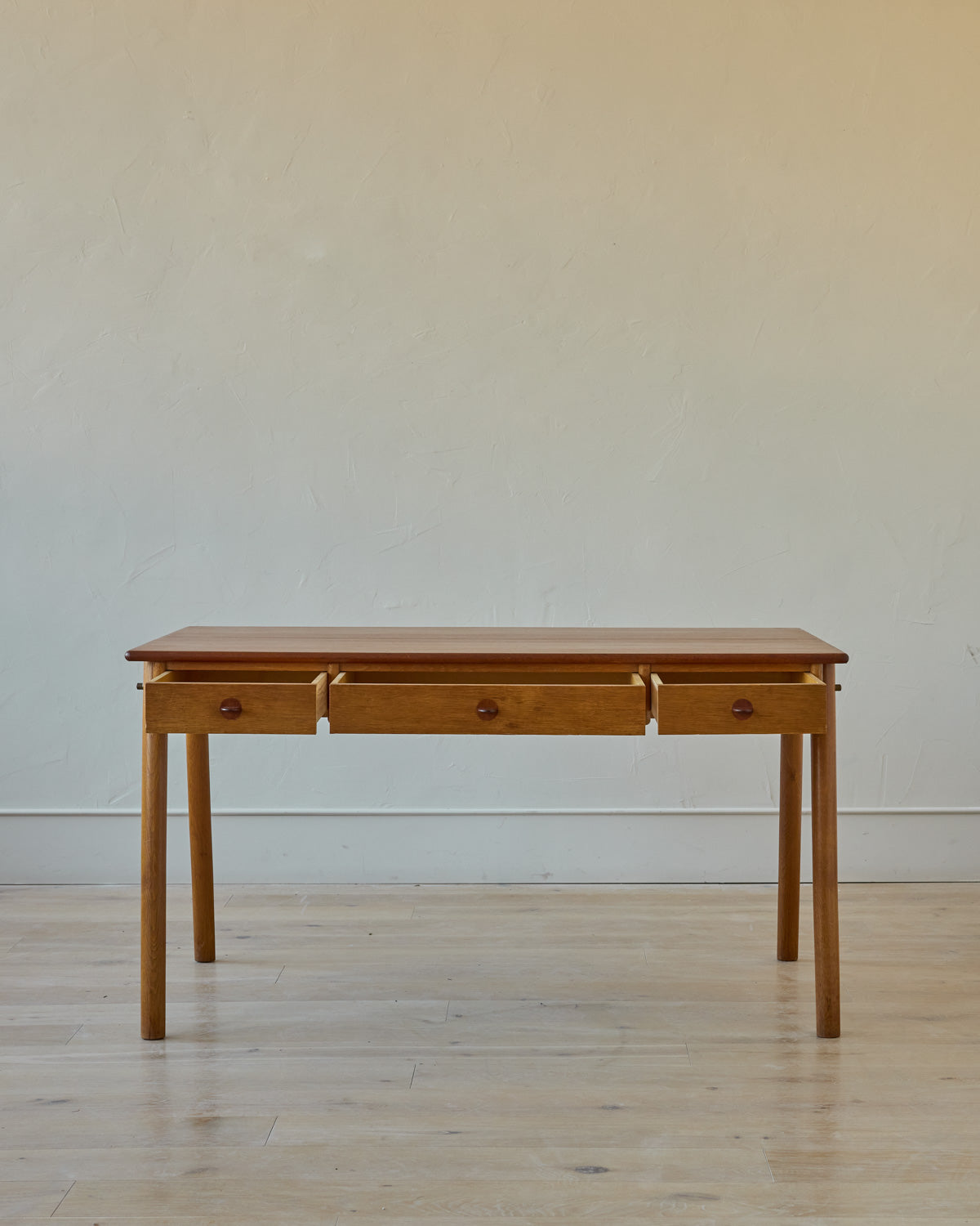Lostine - 1950s Danish Oak + Teak Desk by Poul M. Volther