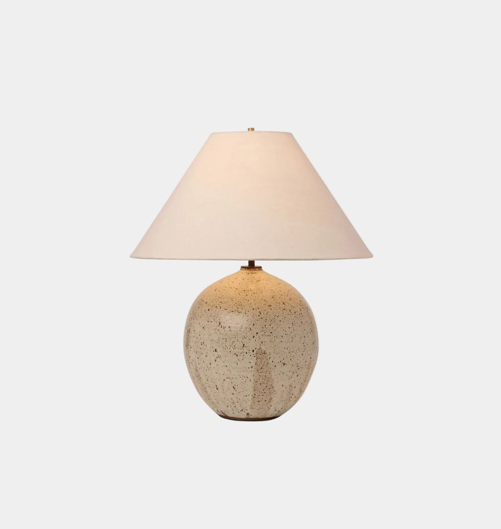 Amber Interiors - Orb Table Lamp in Mottled Ivory