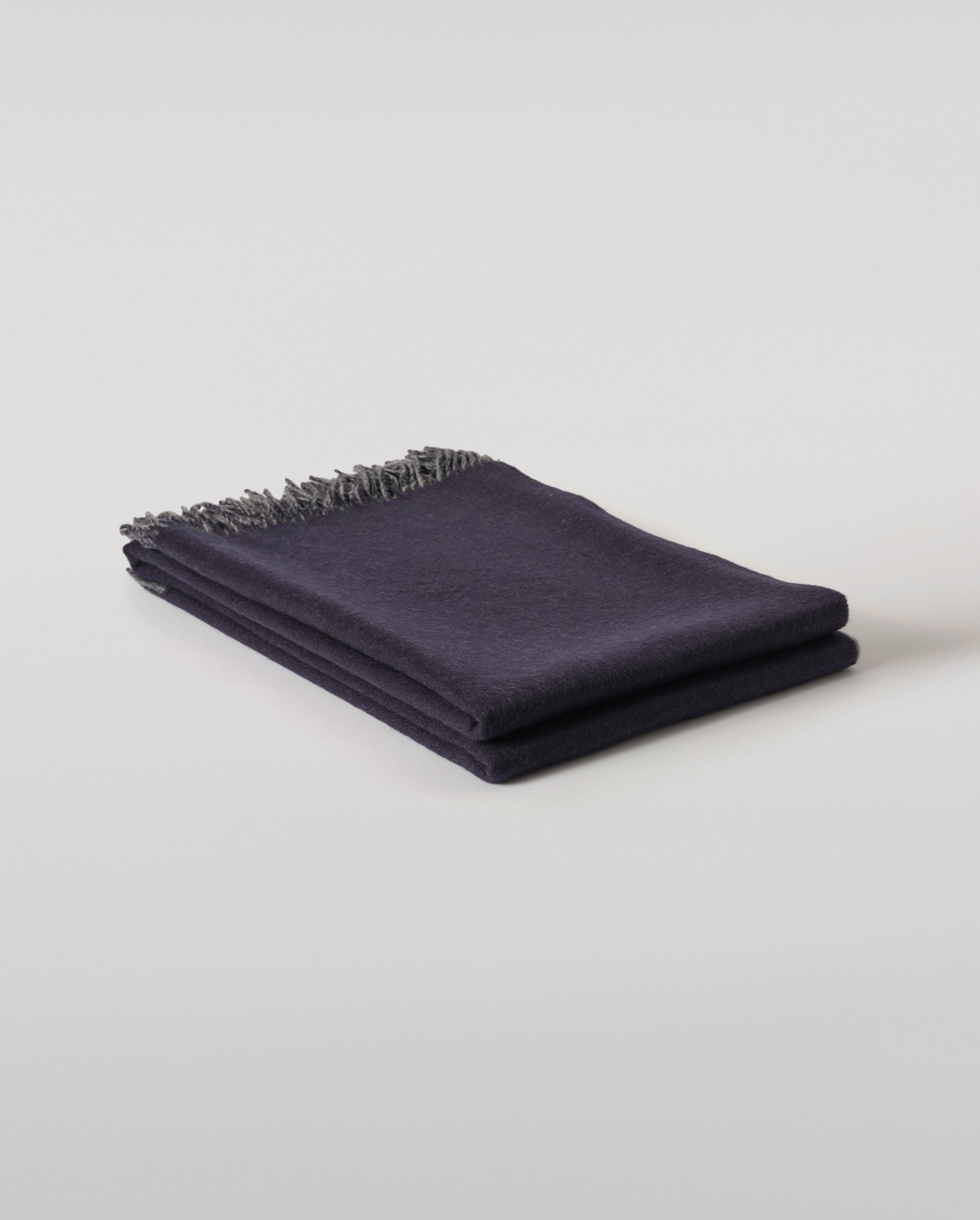 Johnstons of Elgin - Reversible Navy & Light Grey Cashmere Throw