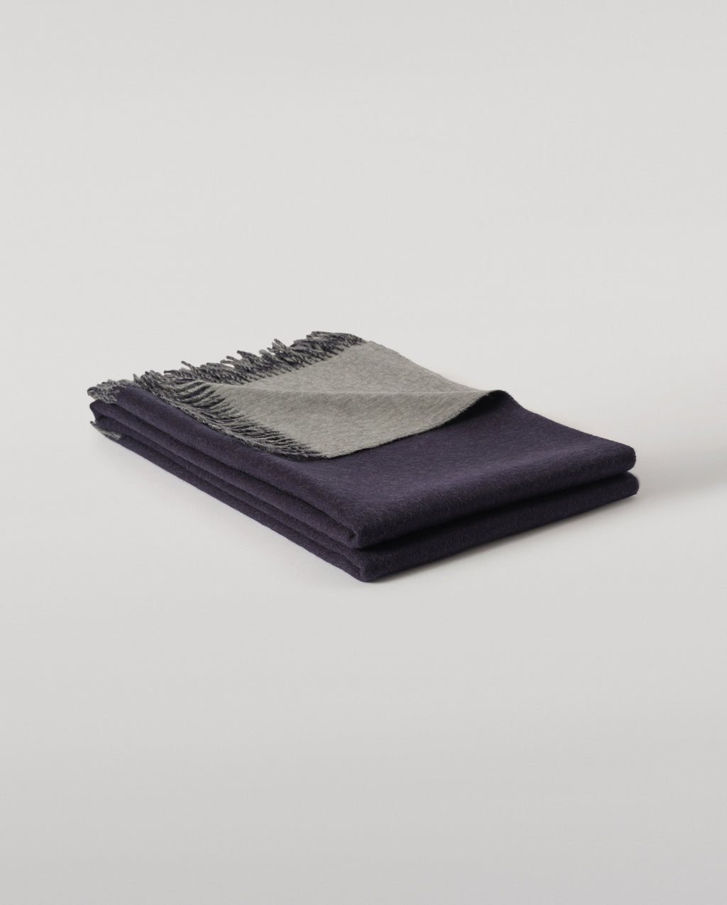 Johnstons of Elgin - Reversible Navy & Light Grey Cashmere Throw