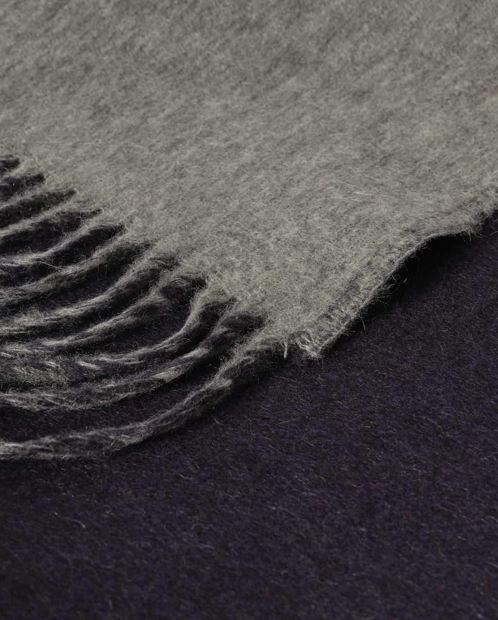 Johnstons of Elgin - Reversible Navy & Light Grey Cashmere Throw