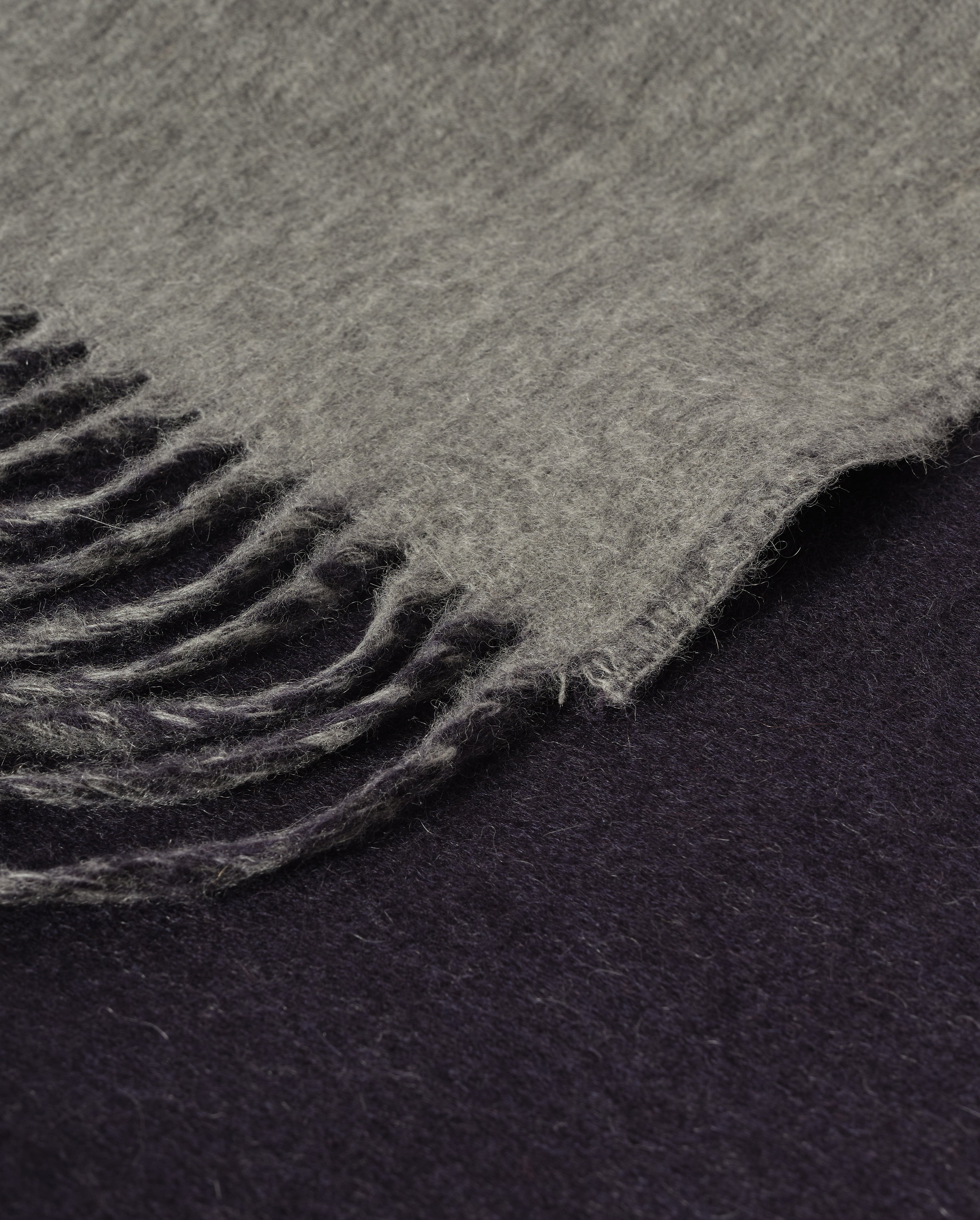Johnstons of Elgin - Reversible Navy & Light Grey Cashmere Throw