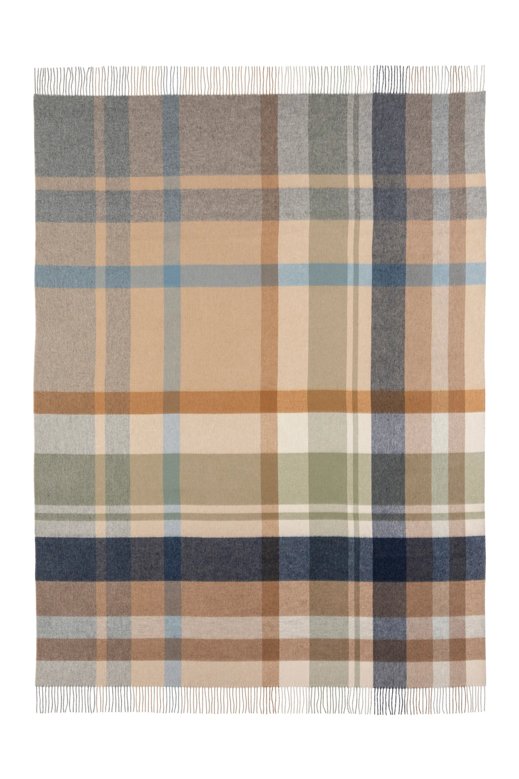 Johnstons of Elgin - Check Reversible Cashmere Throw in Birch