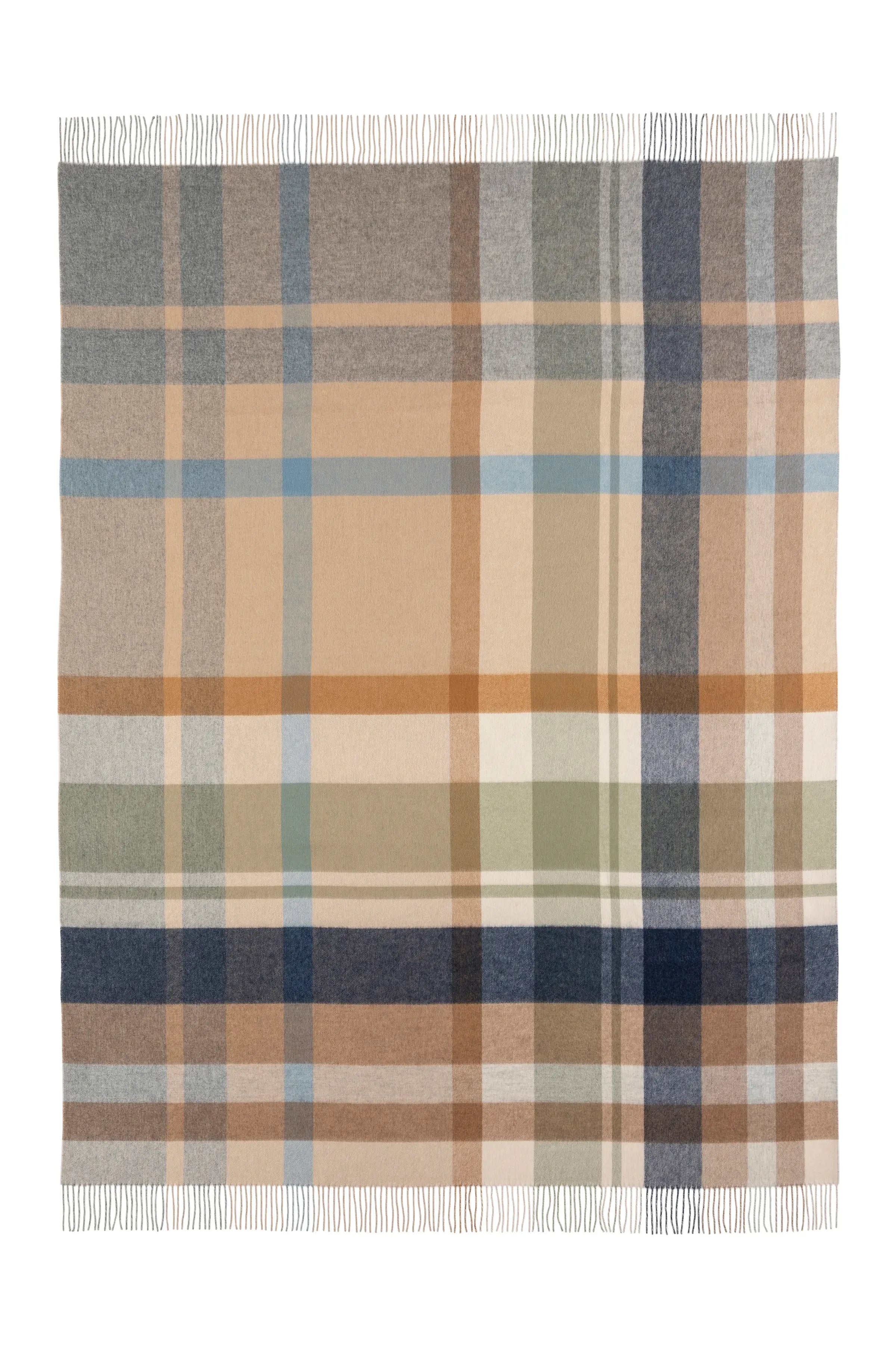 Johnstons of Elgin - Check Reversible Cashmere Throw in Birch
