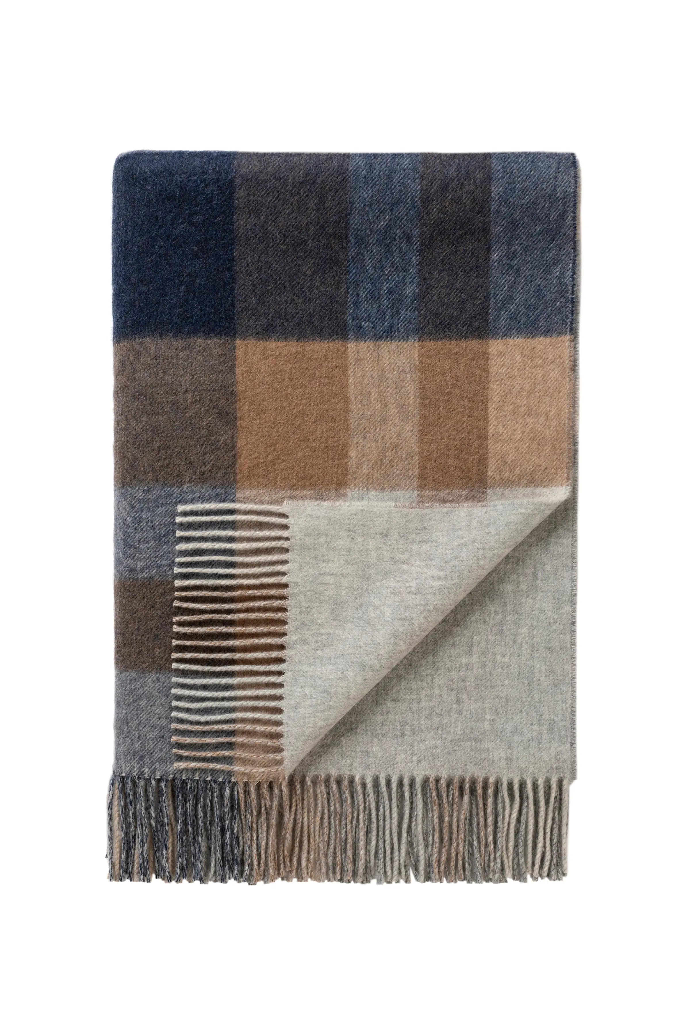 Johnstons of Elgin - Check Reversible Cashmere Throw in Birch