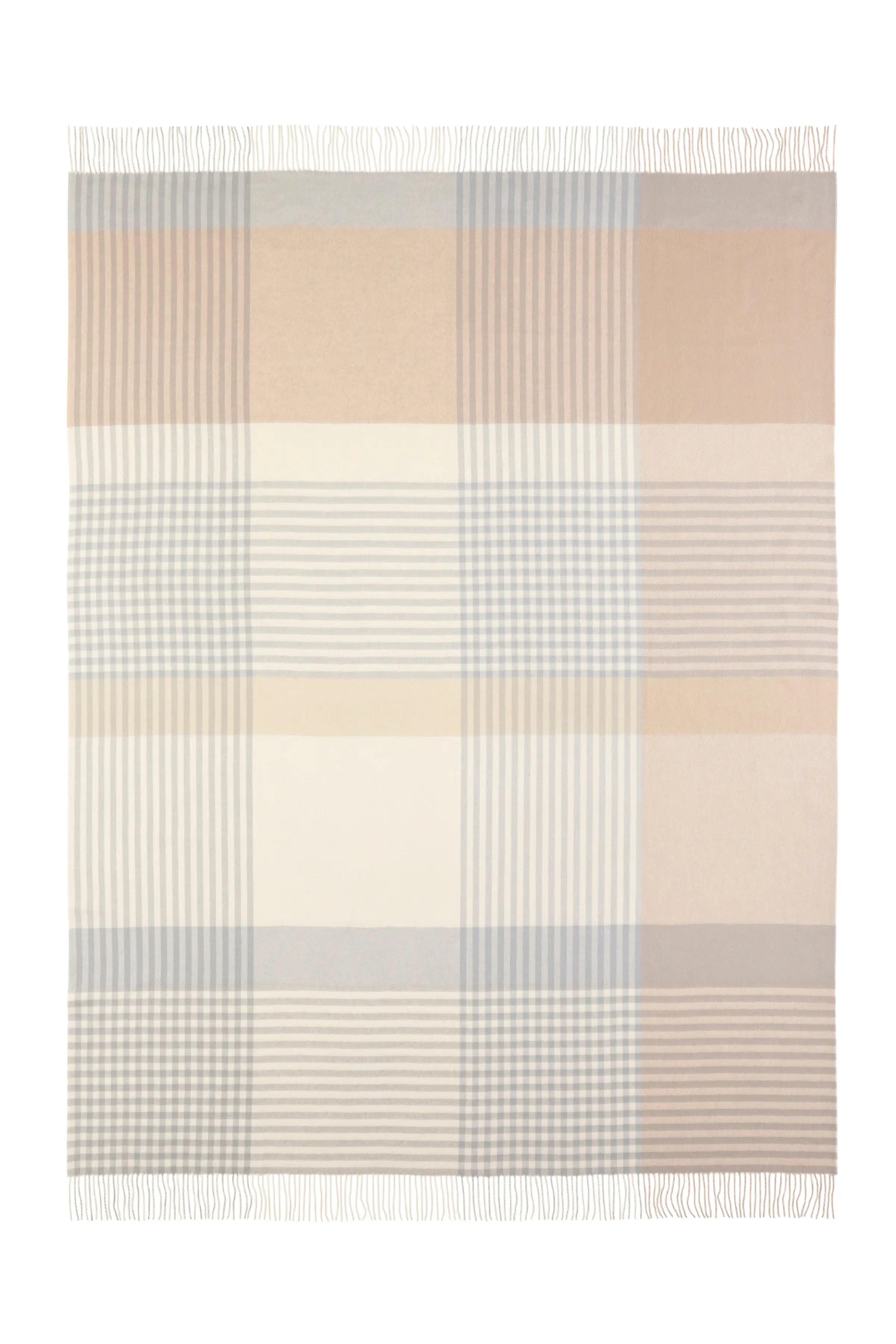 Johnstons of Elgin - Check Reversible Cashmere Throw in Heron