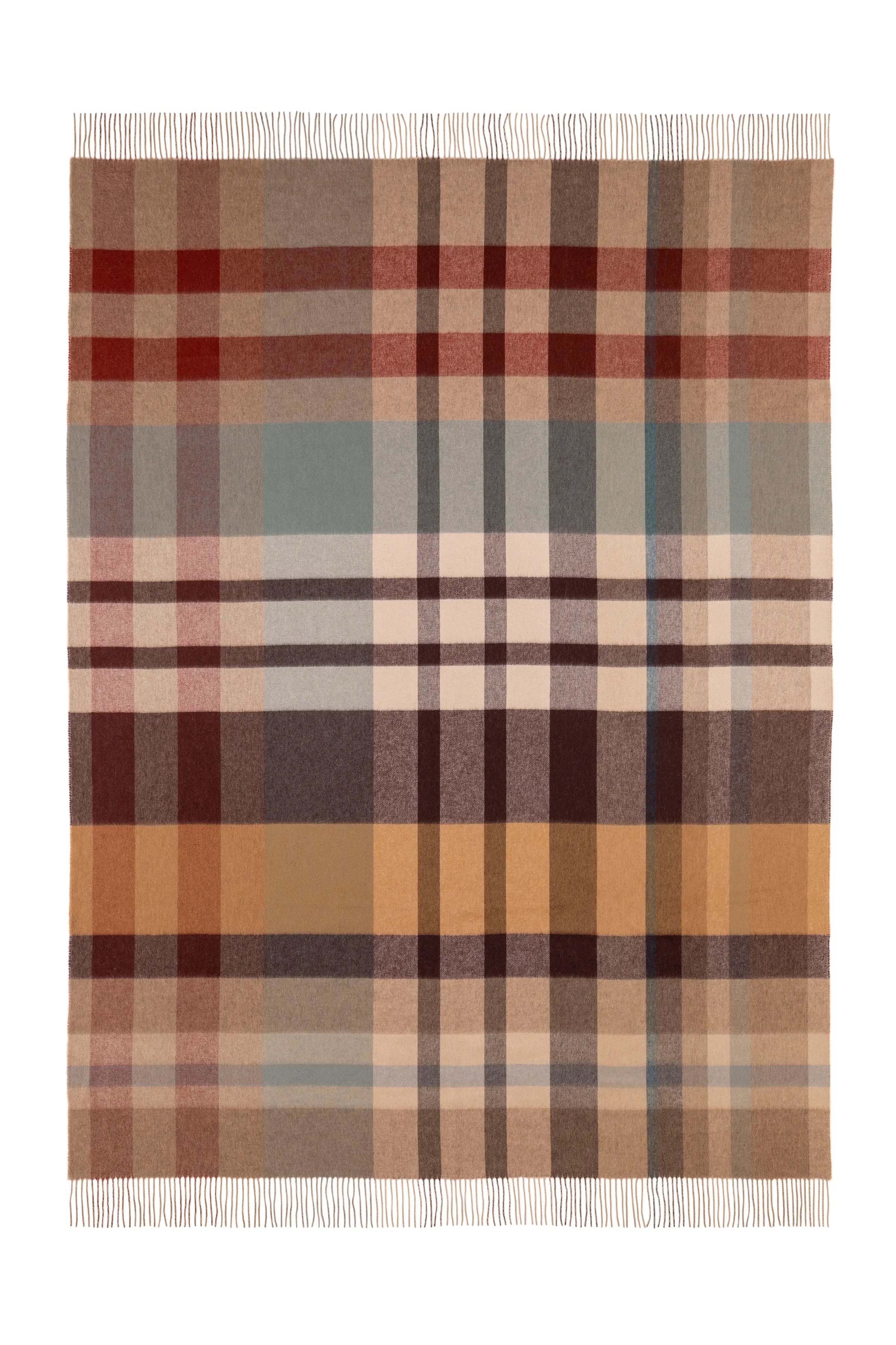 Johnstons of Elgin - Check Reversible Cashmere Throw in Rowan