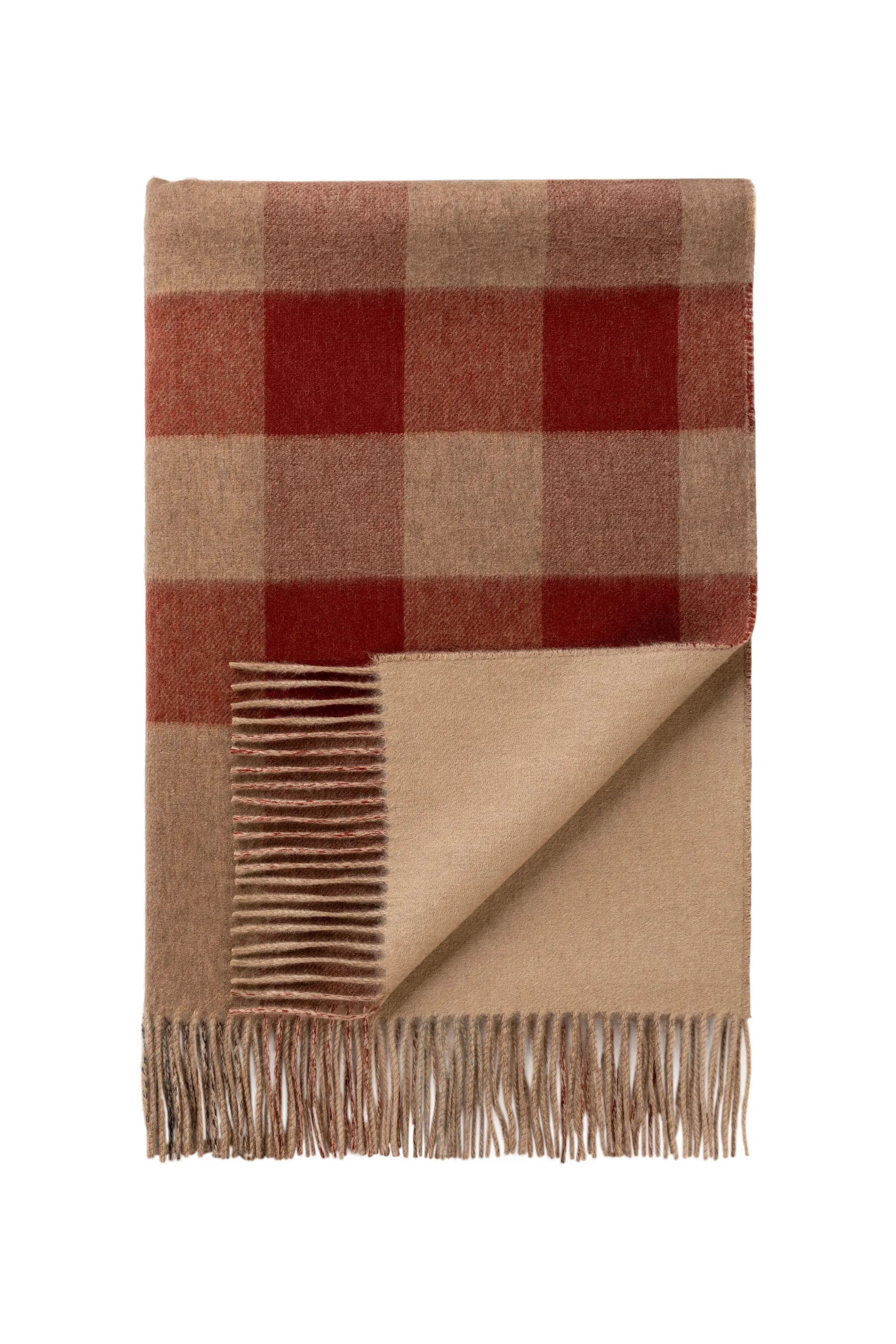 Johnstons of Elgin - Check Reversible Cashmere Throw in Rowan