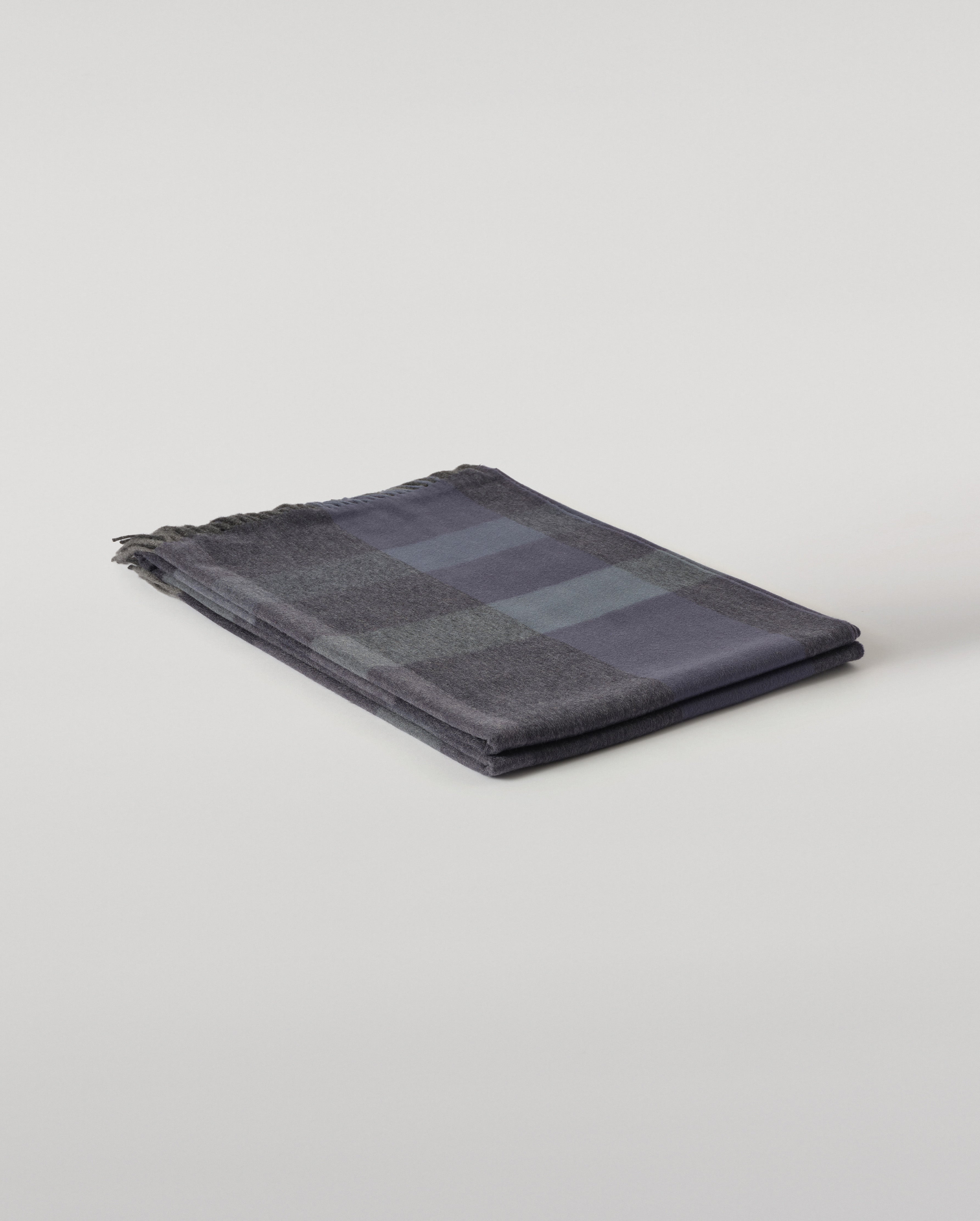 Johnstons of Elgin - Umbra Blue Cashmere Plaid Throw