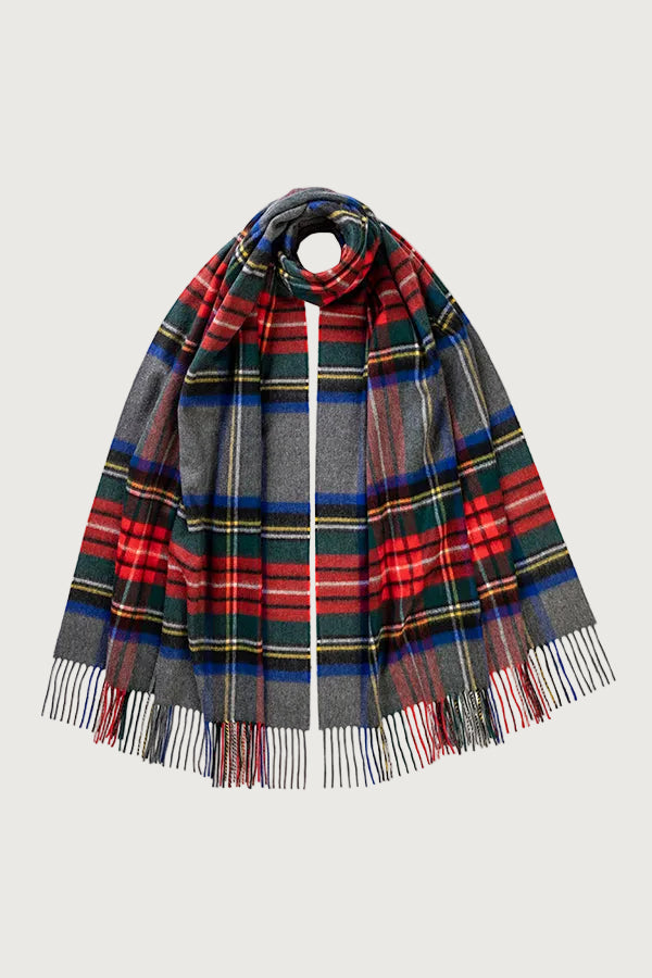 Johnstons of Elgin - Grey Stewart Tartan Cashmere Stole