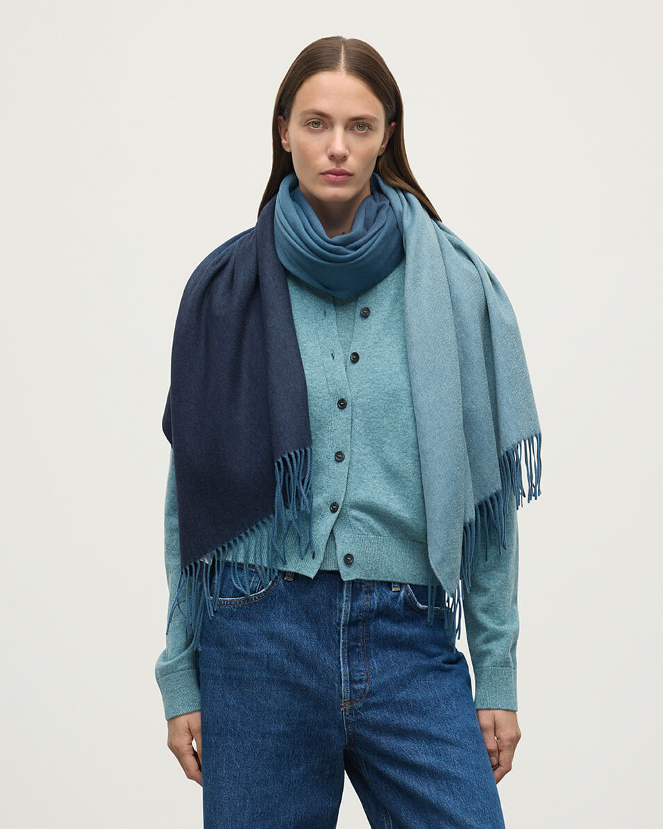 Johnstons of Elgin - Blue Ombré Cashmere Stole