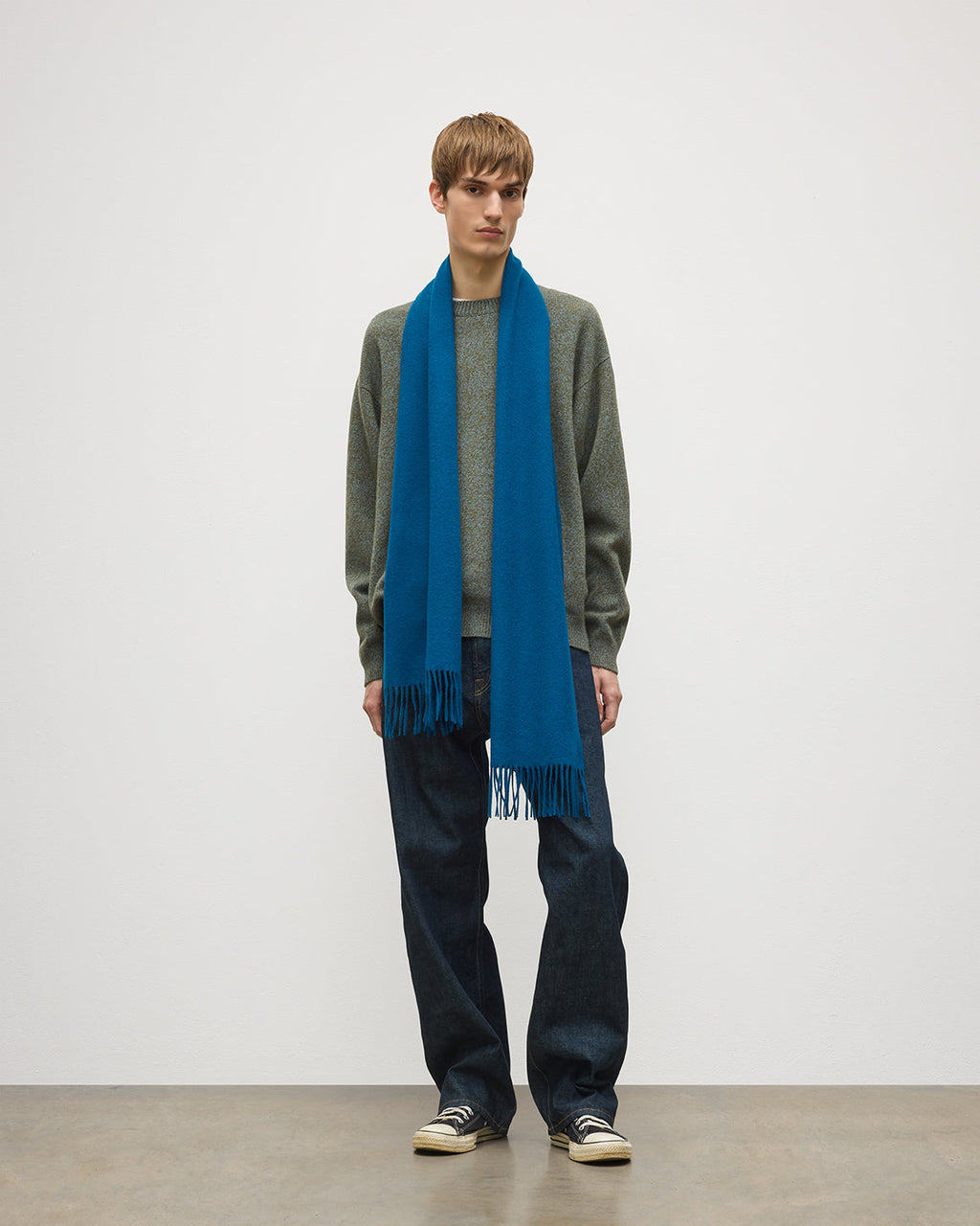 Johnstons of Elgin - Wide Blue Cashmere Scarf