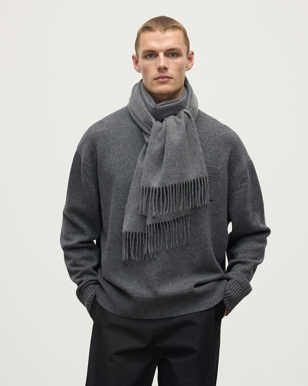 Johnstons of Elgin - Mid Grey Wide Cashmere Scarf