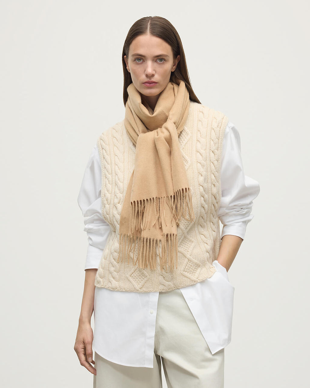 Johnstons of Elgin - Camel Wide Cashmere Scarf