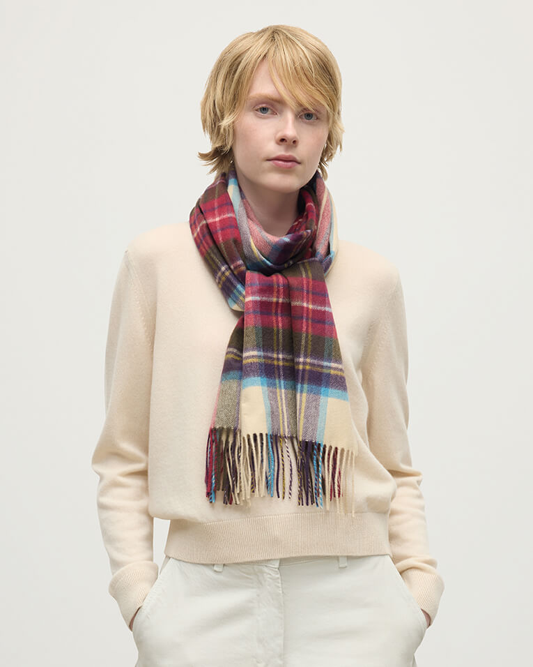 Johnstons of Elgin - Hessian Dress Stewart Tartan Wide Cashmere Scarf