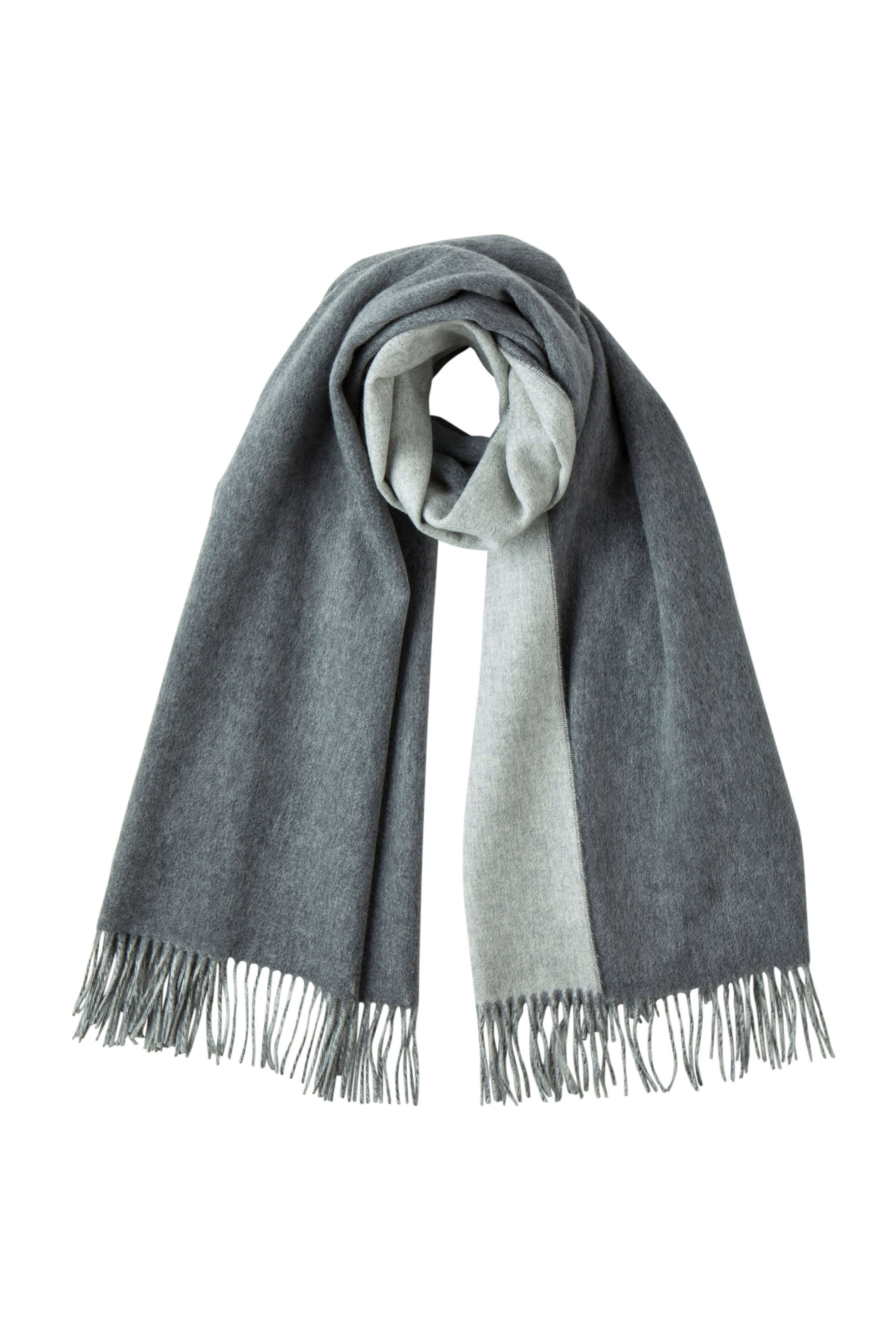 Johnstons of Elgin - Contrast Reversible Grey Cashmere Stole