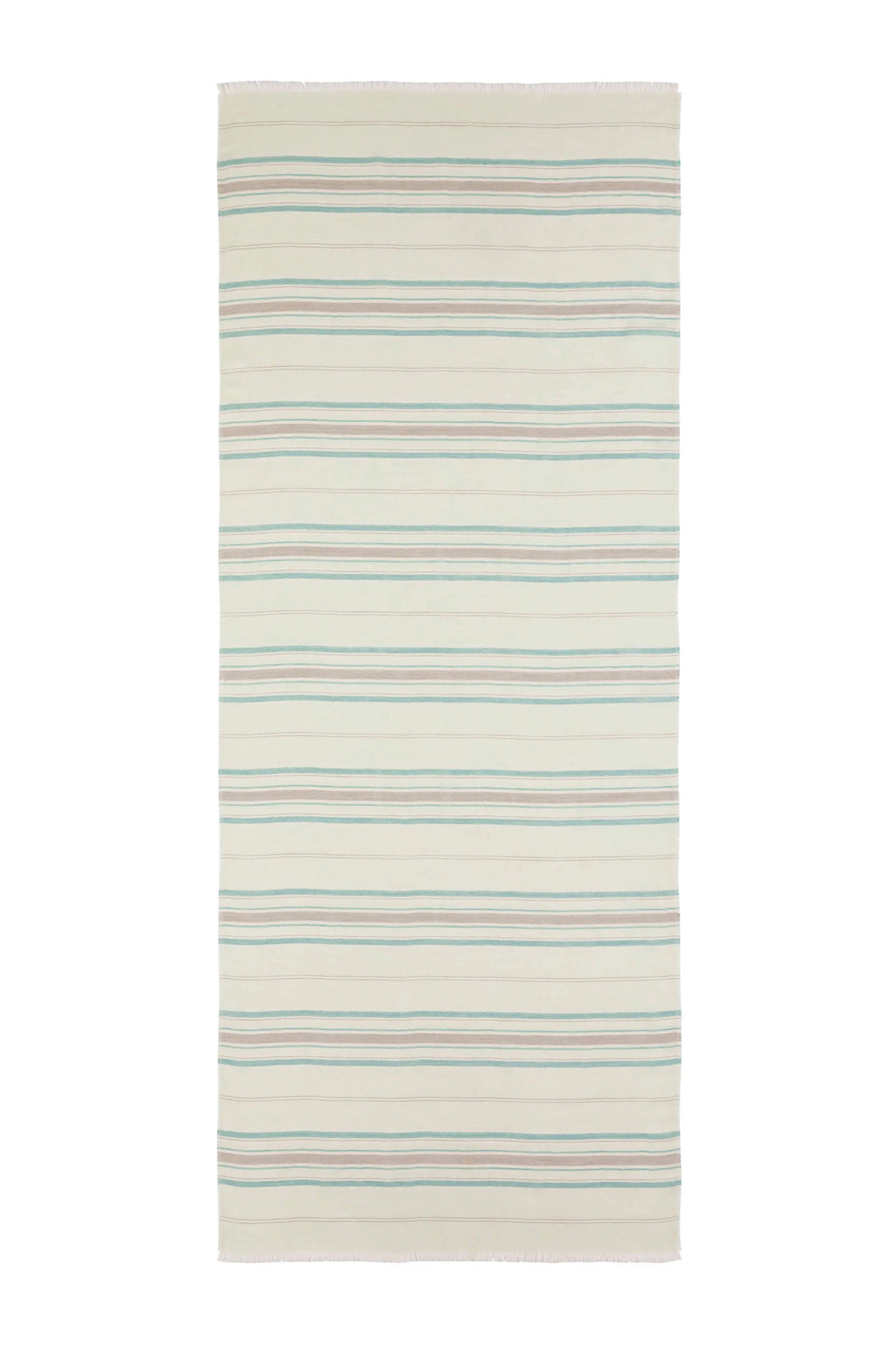 Johnstons of Elgin - Lightweight Stripy Light Green Cashmere Scarf