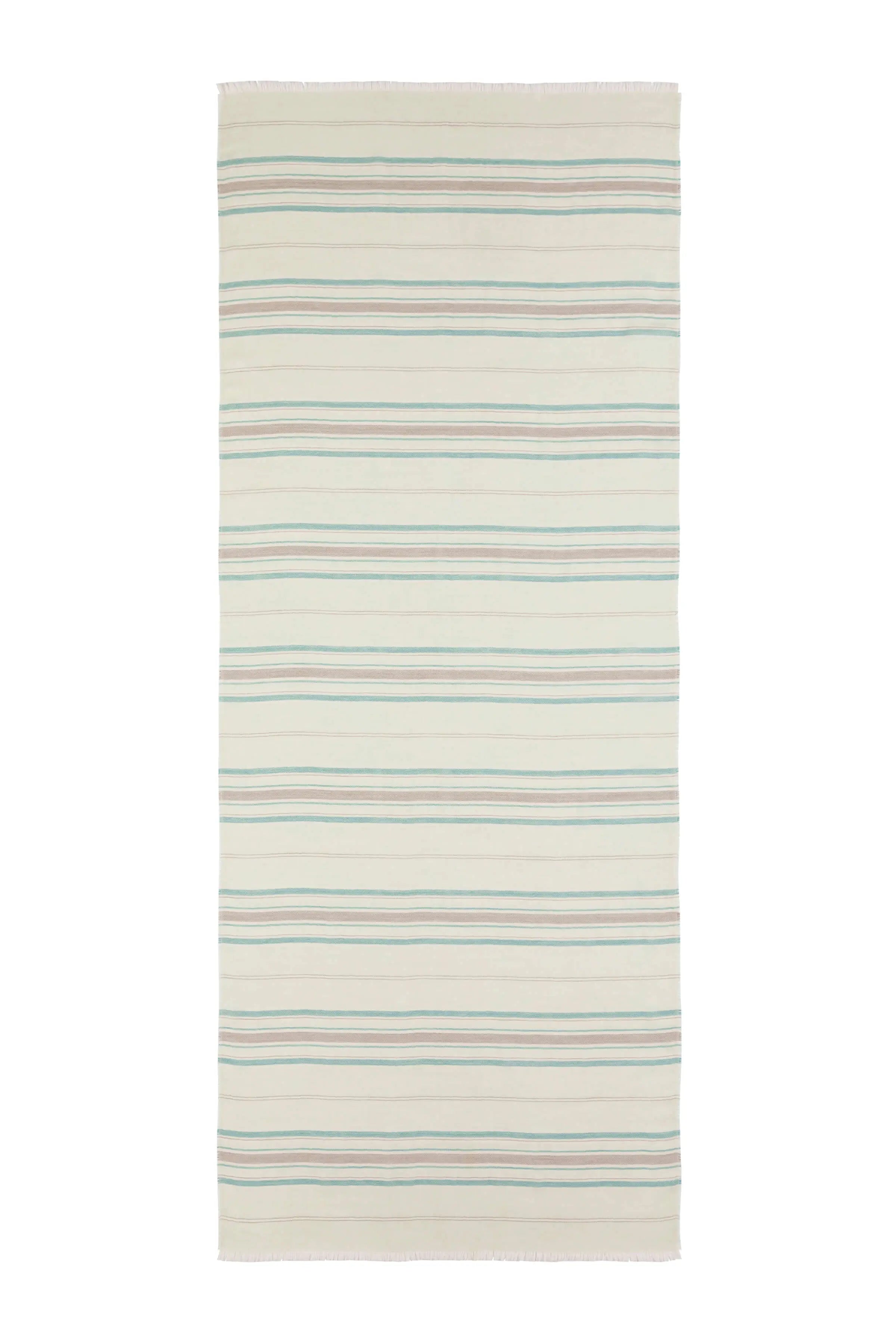 Johnstons of Elgin - Lightweight Stripy Light Green Cashmere Scarf