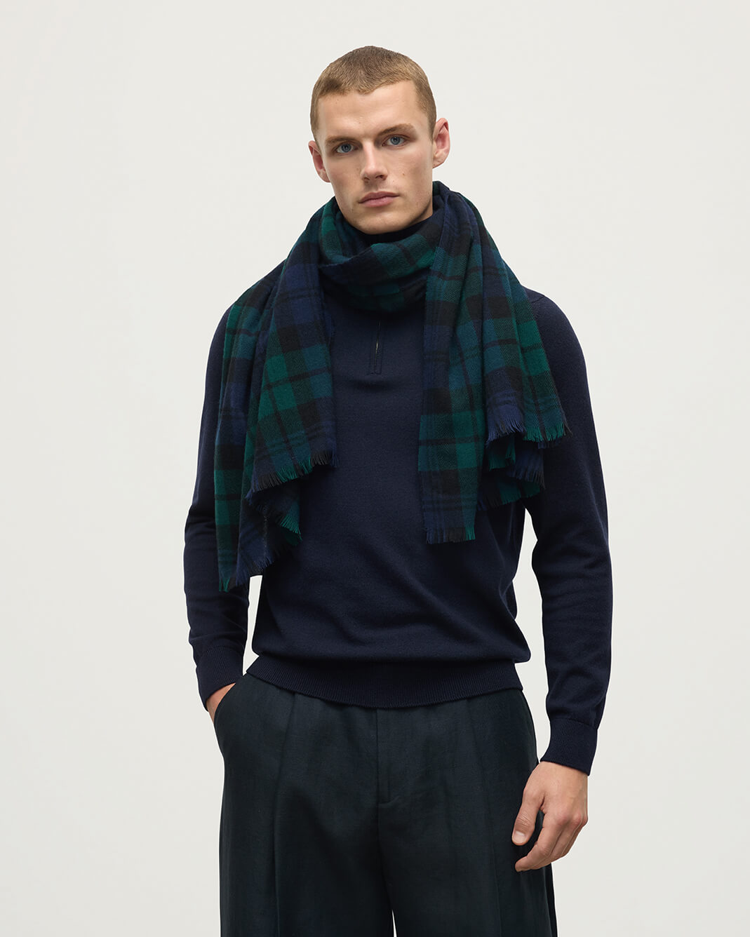 Johnstons of Elgin - Lightweight Cashmere Black Watch Tartan Stole