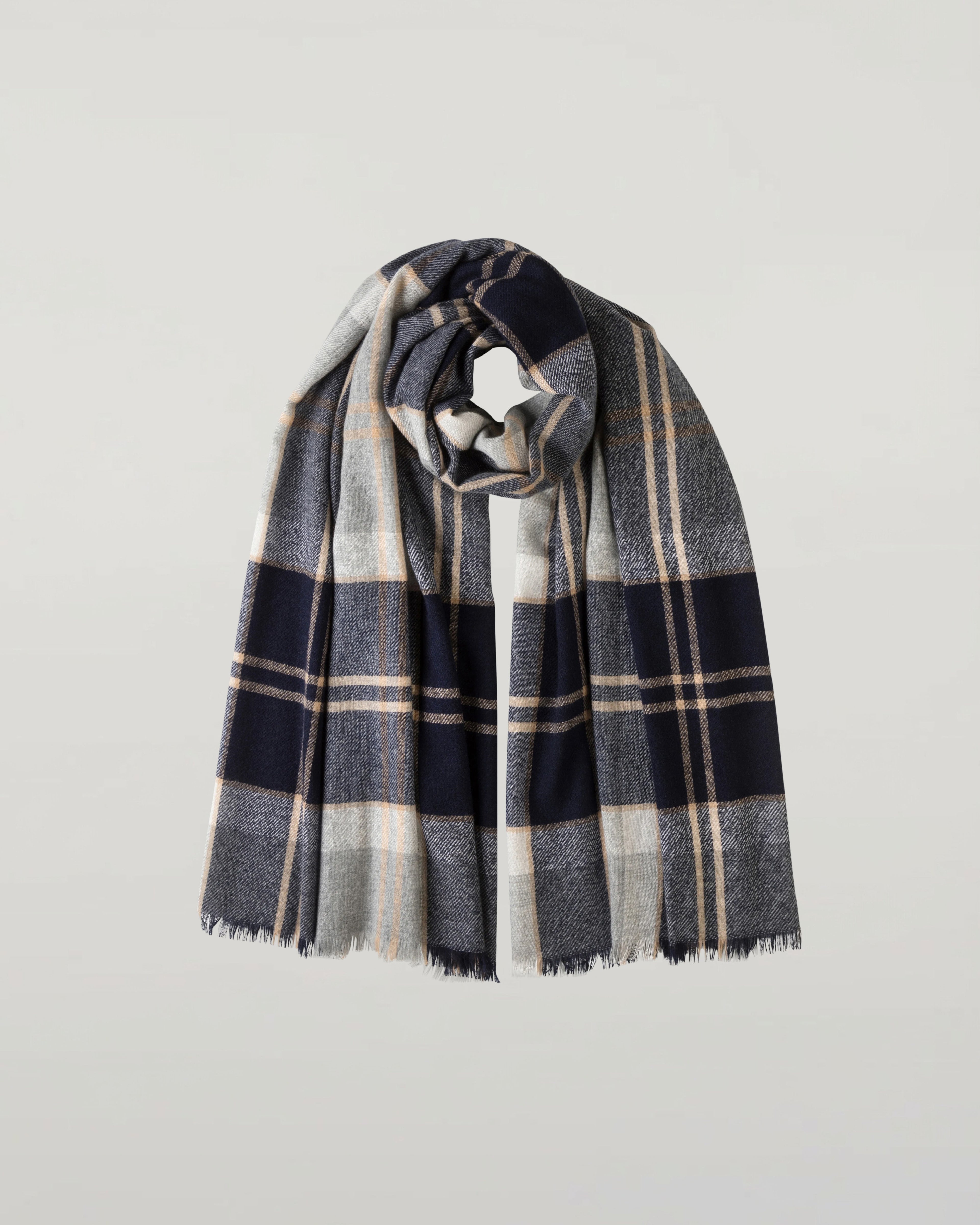 Johnstons of Elgin - Silver Bannockbane Tartan Lightweight Cashmere Stole