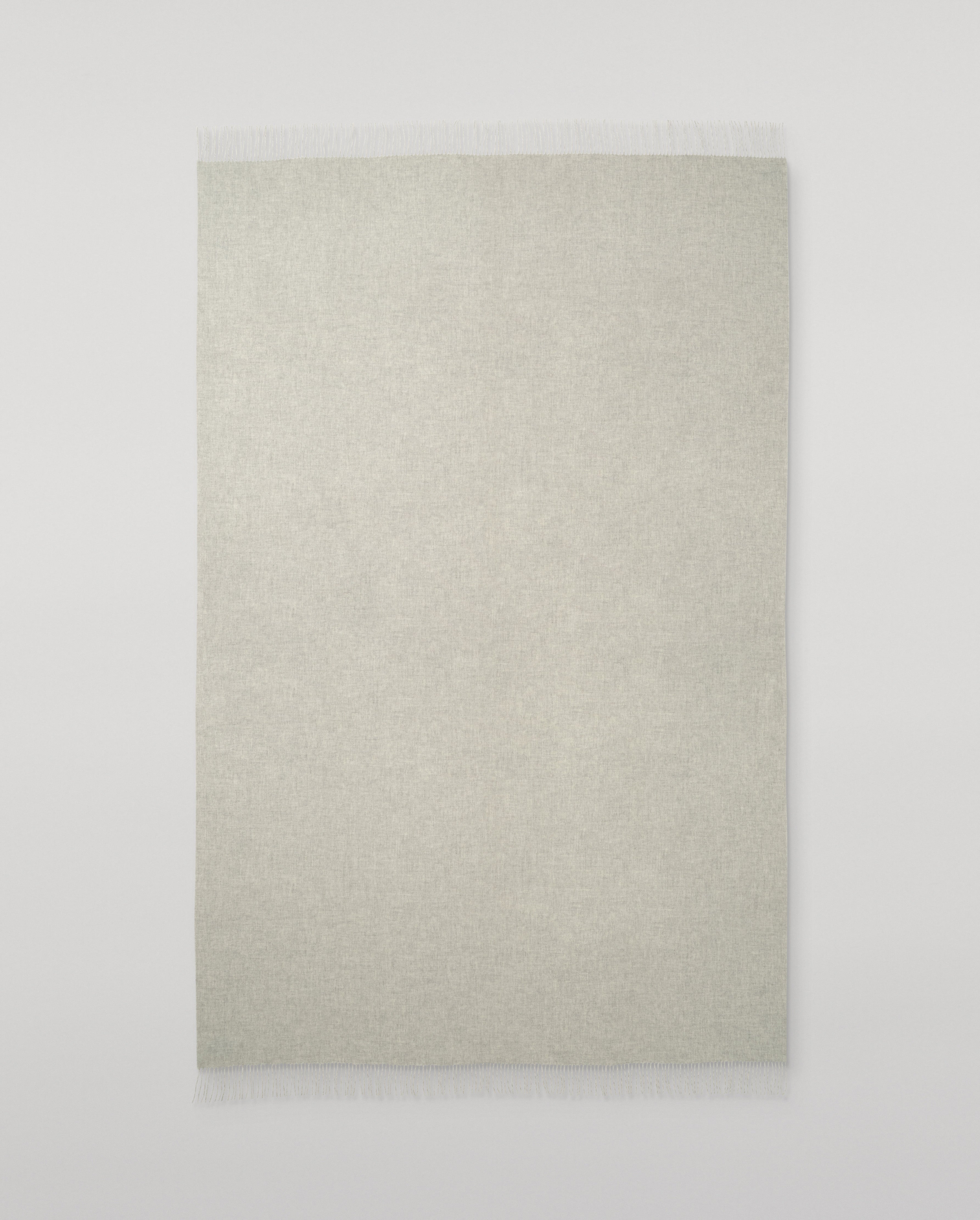 Johnstons of Elgin - Reversible Light Grey & White Cashmere Bed Throw