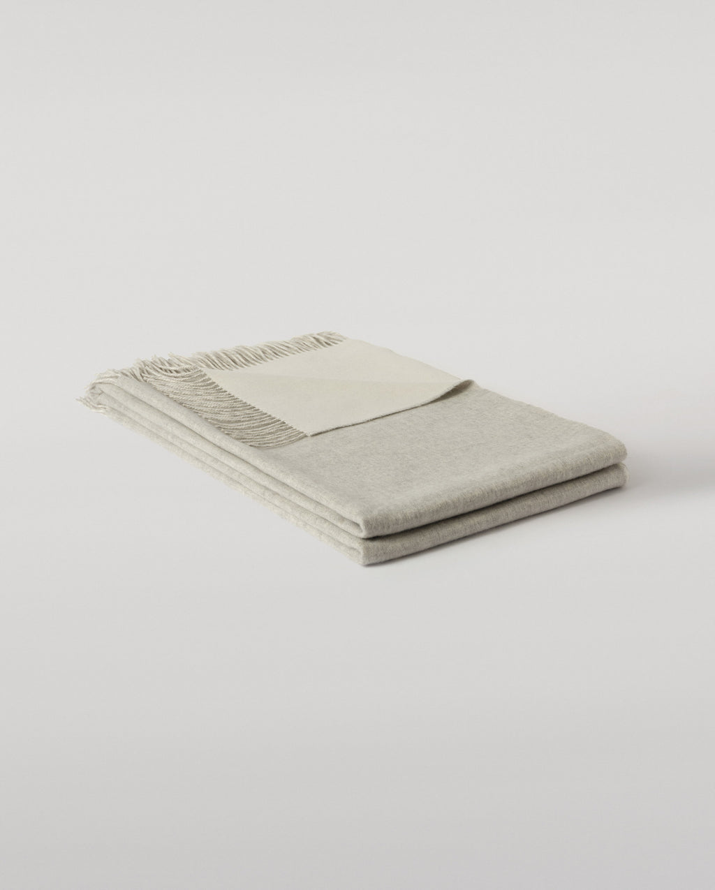 Johnstons of Elgin - Reversible Light Grey & White Cashmere Bed Throw