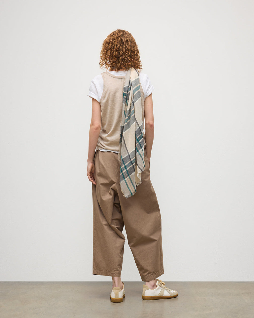 Johnstons of Elgin - Orton Neutral Crammed Tartan Cashmere Scarf