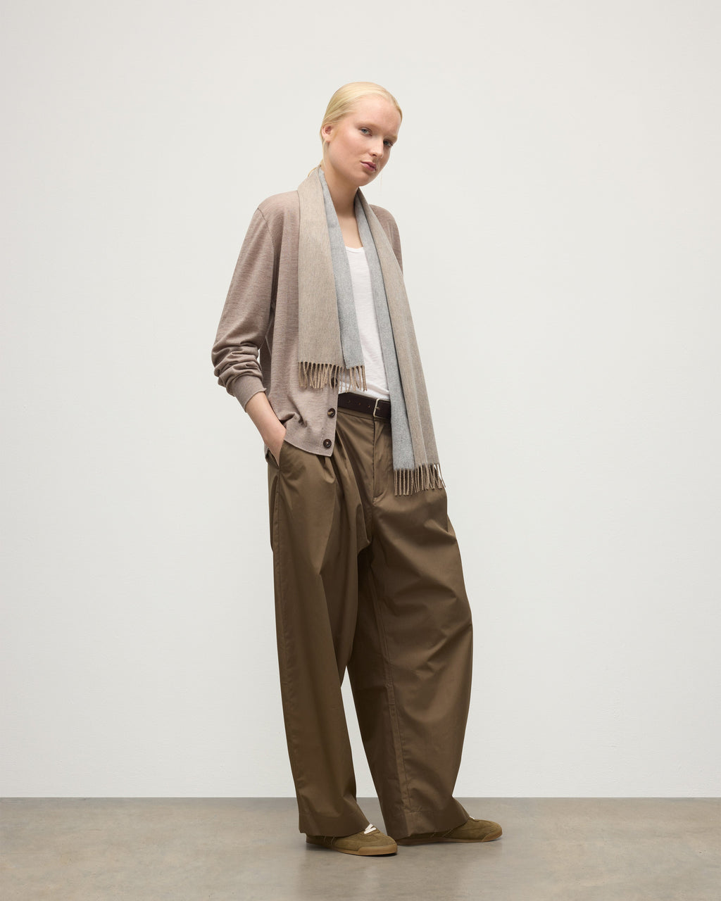 Johnstons of Elgin - Bard Natural & Grey Cashmere Scarf