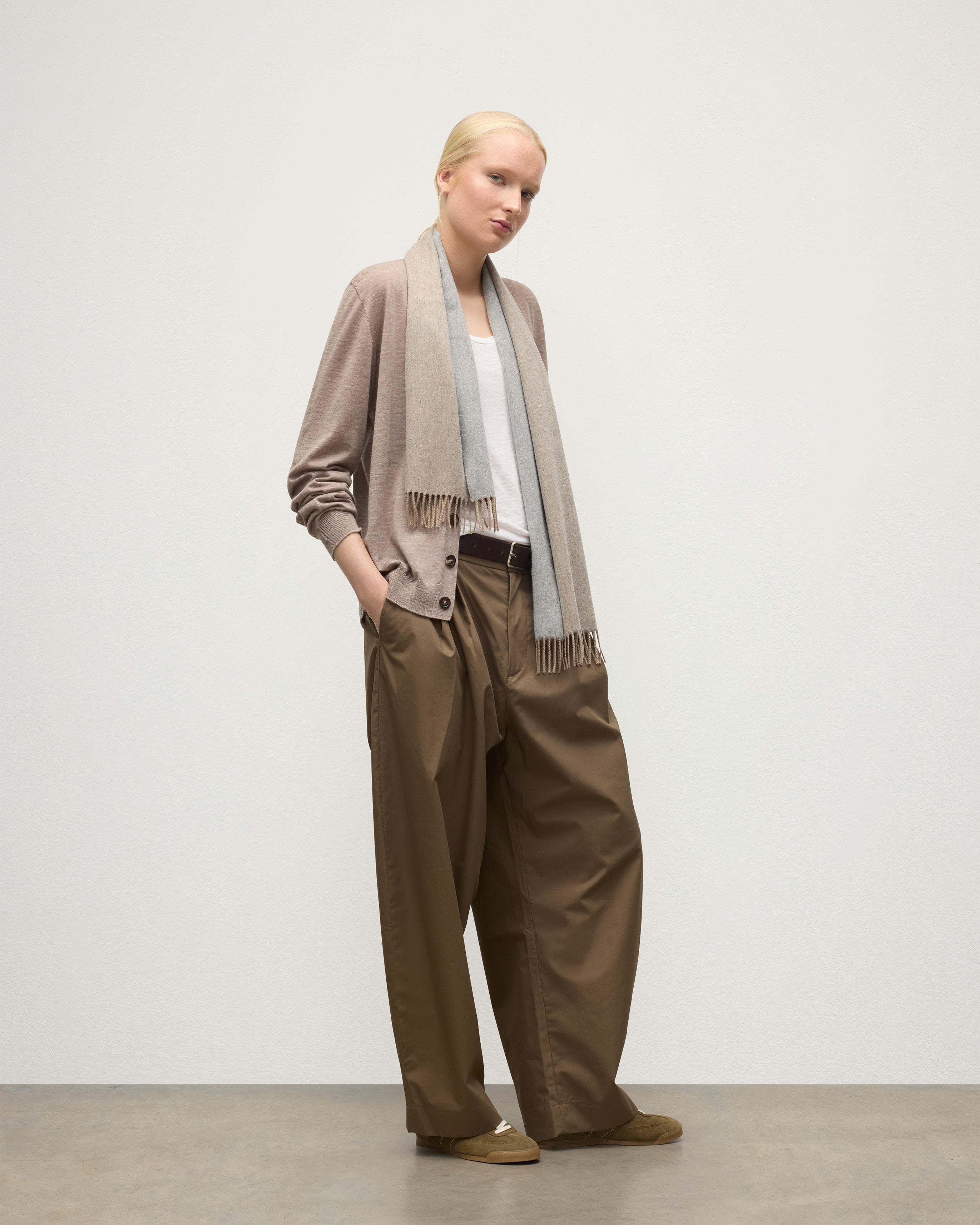 Johnstons of Elgin - Bard Natural & Grey Cashmere Scarf