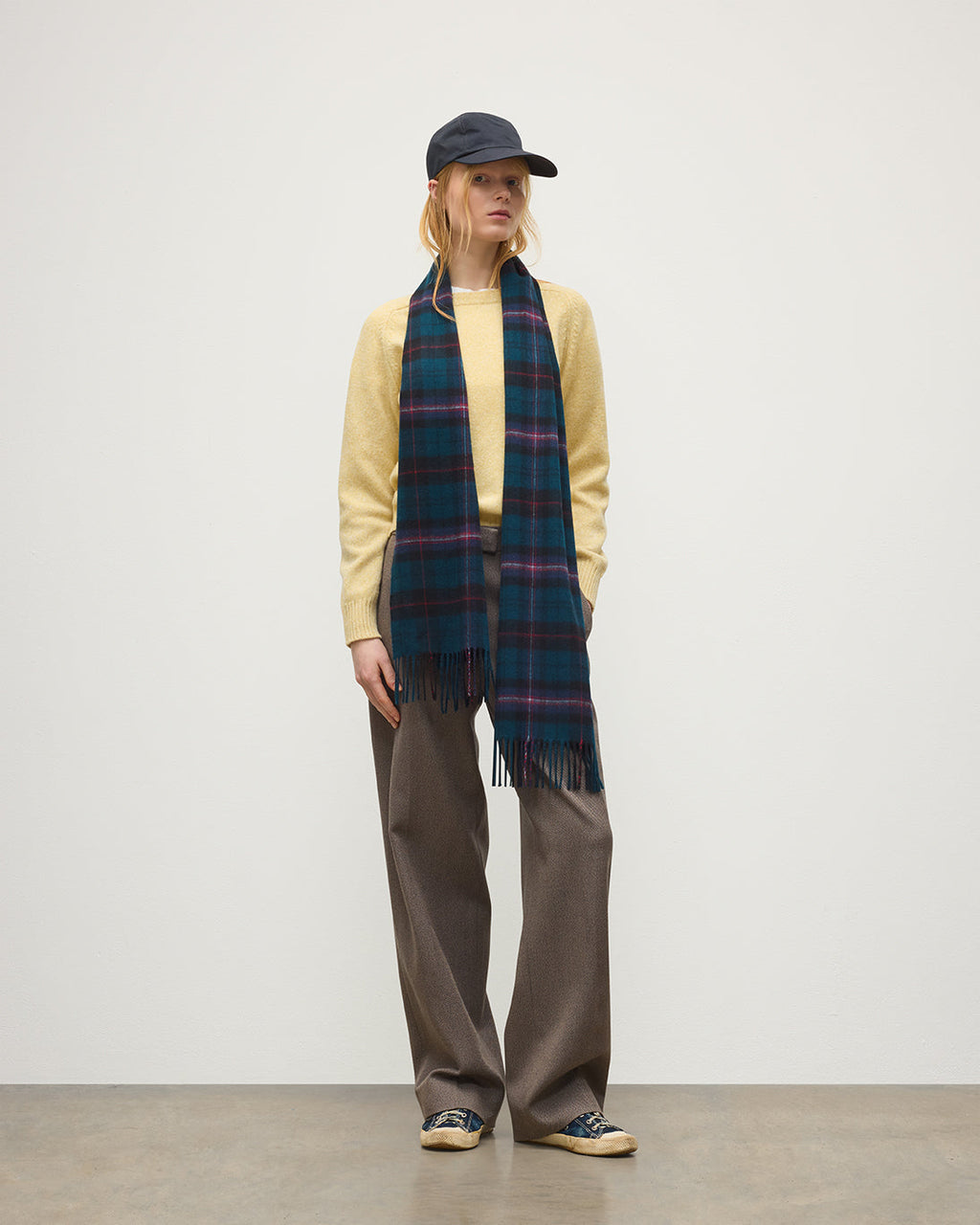 Johnstons of Elgin - Culzean Plaid Bottle Green Cashmere Scarf