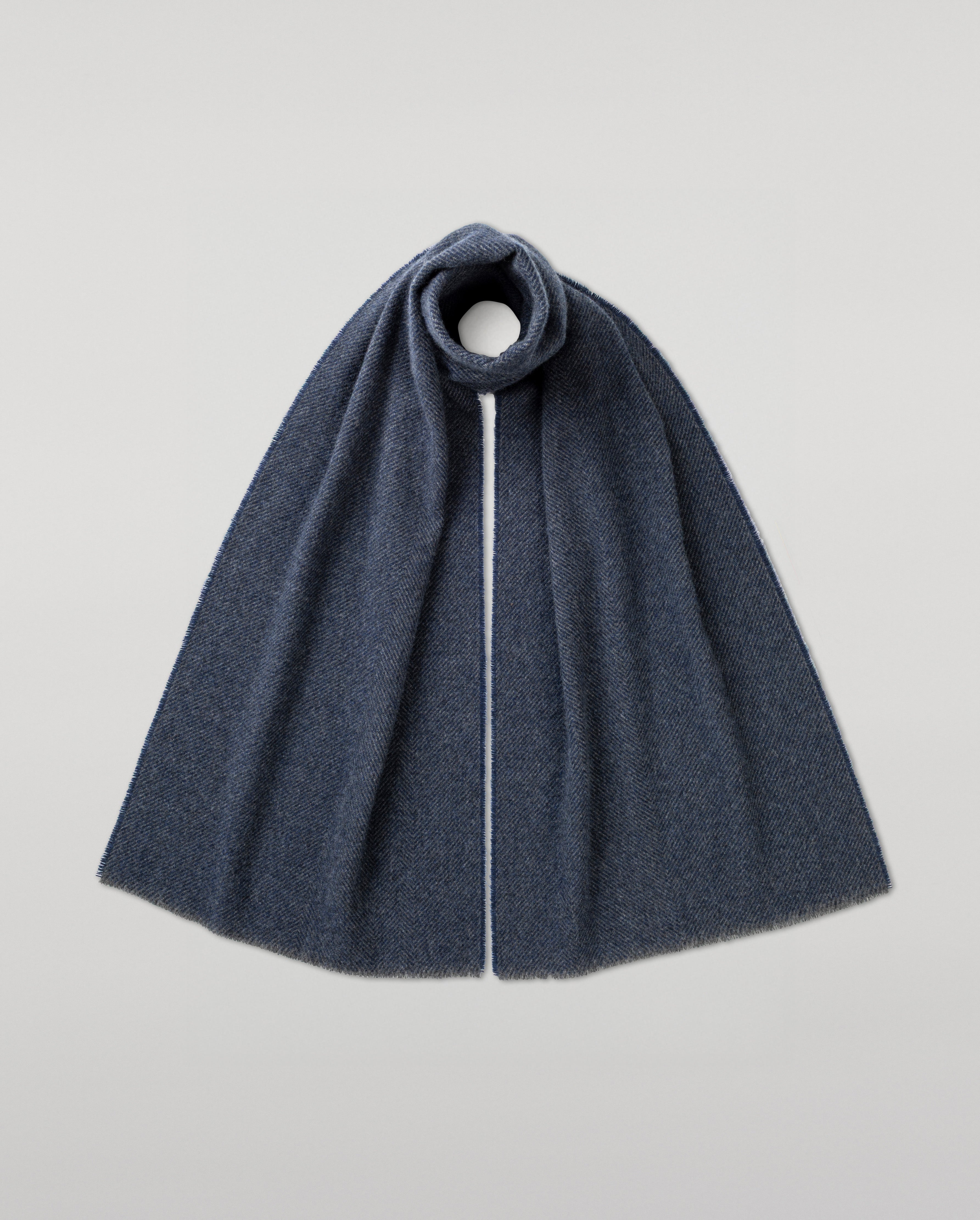 Johnstons of Elgin - Mountain Twill Blue Cashmere Scarf