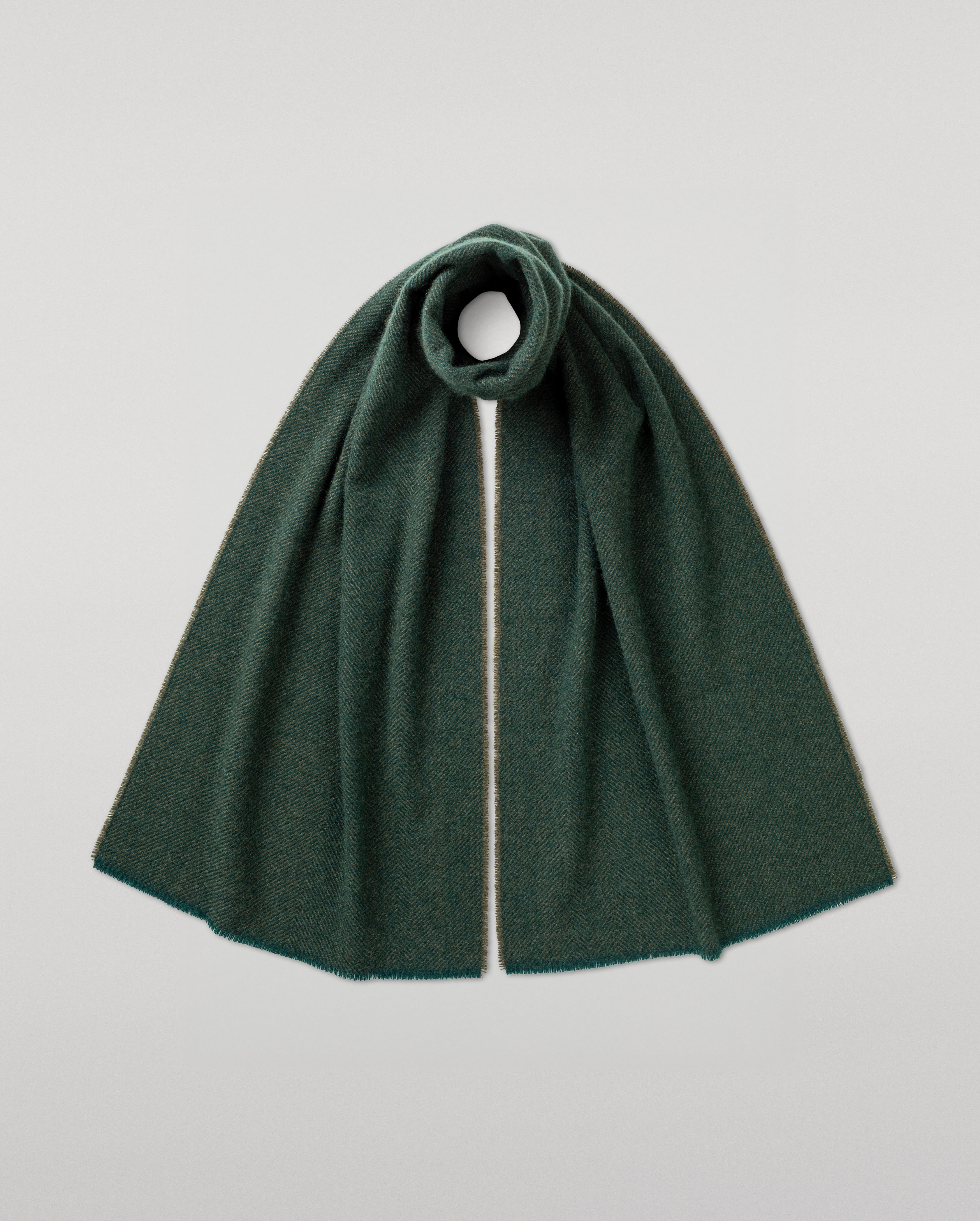 Johnstons of Elgin - Mountain Twill Green Cashmere Scarf