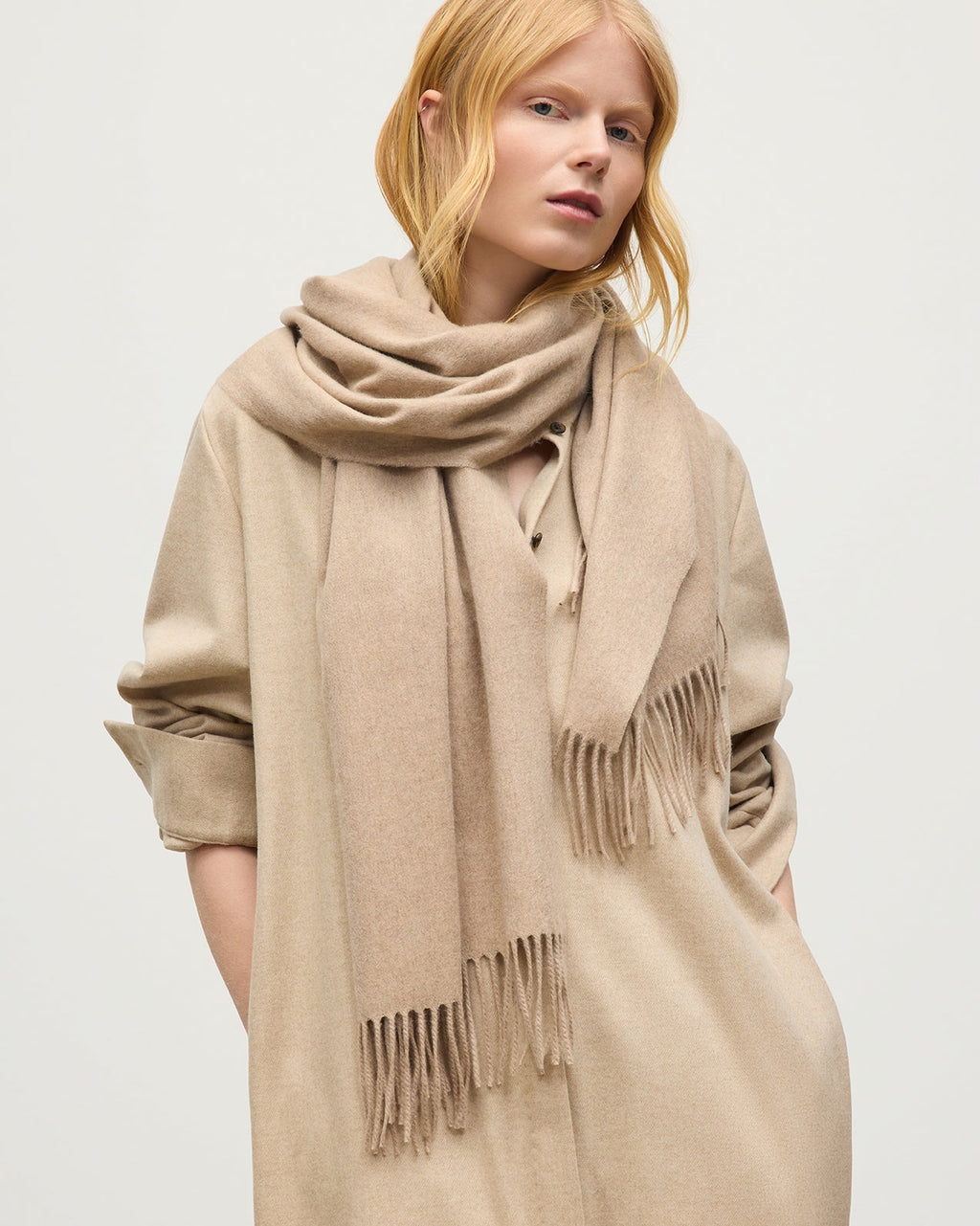 Johnstons of Elgin - Natural Recycled Cashmere Scarf