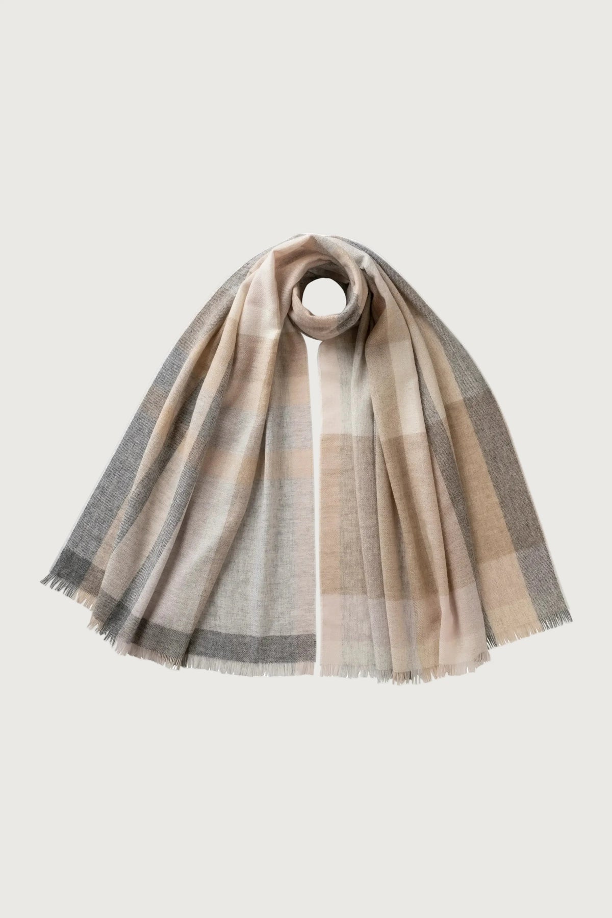 Johnstons of Elgin - Madras Check Natural Cashmere Stole