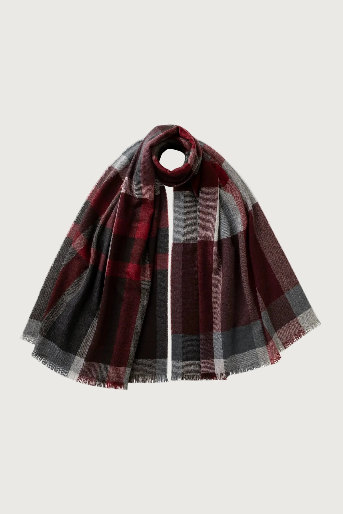 Johnstons of Elgin - Madras Check Red Cashmere Stole