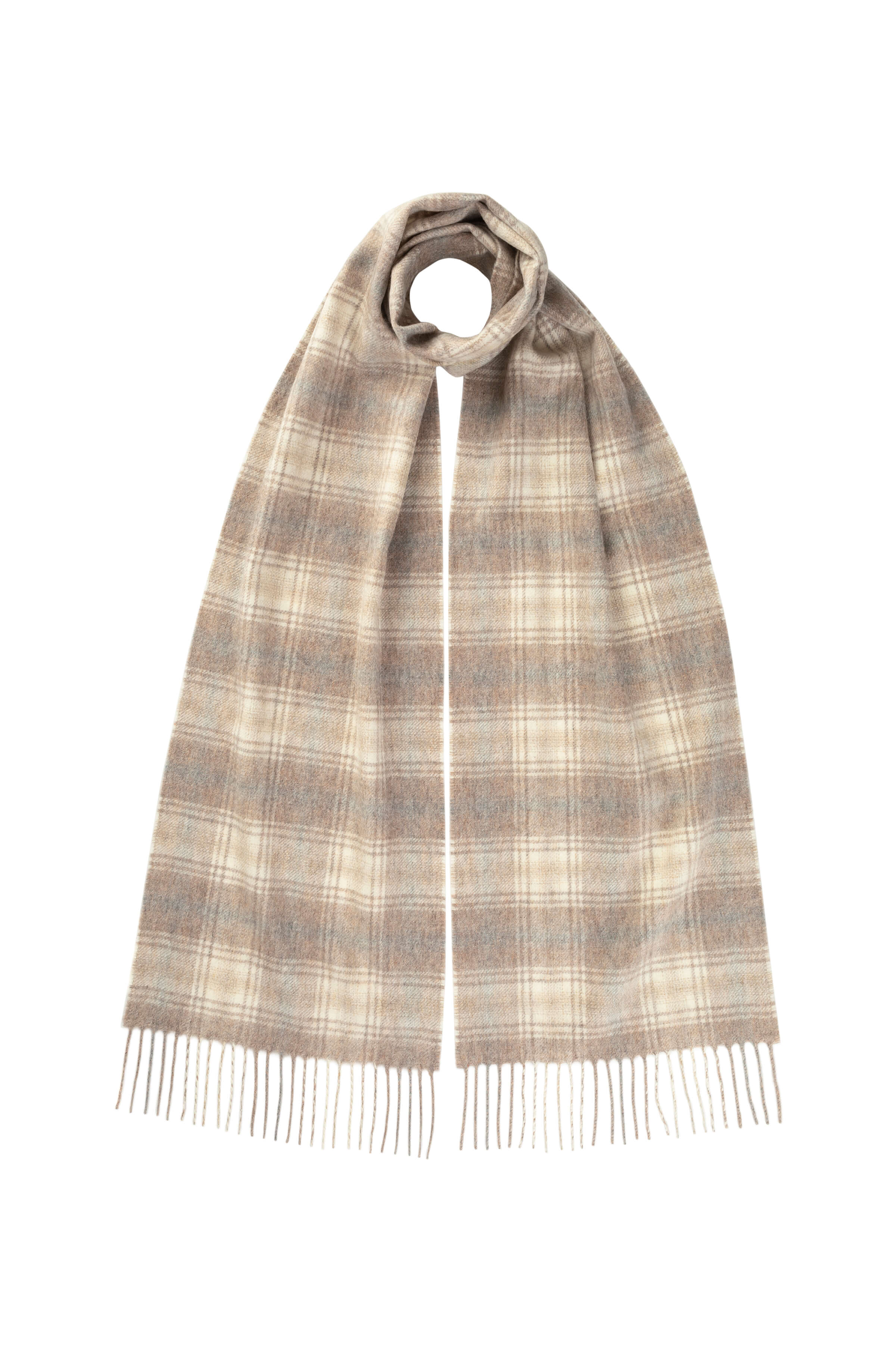 Johnstons of Elgin - Tweed Cashmere Light Brown Scarf