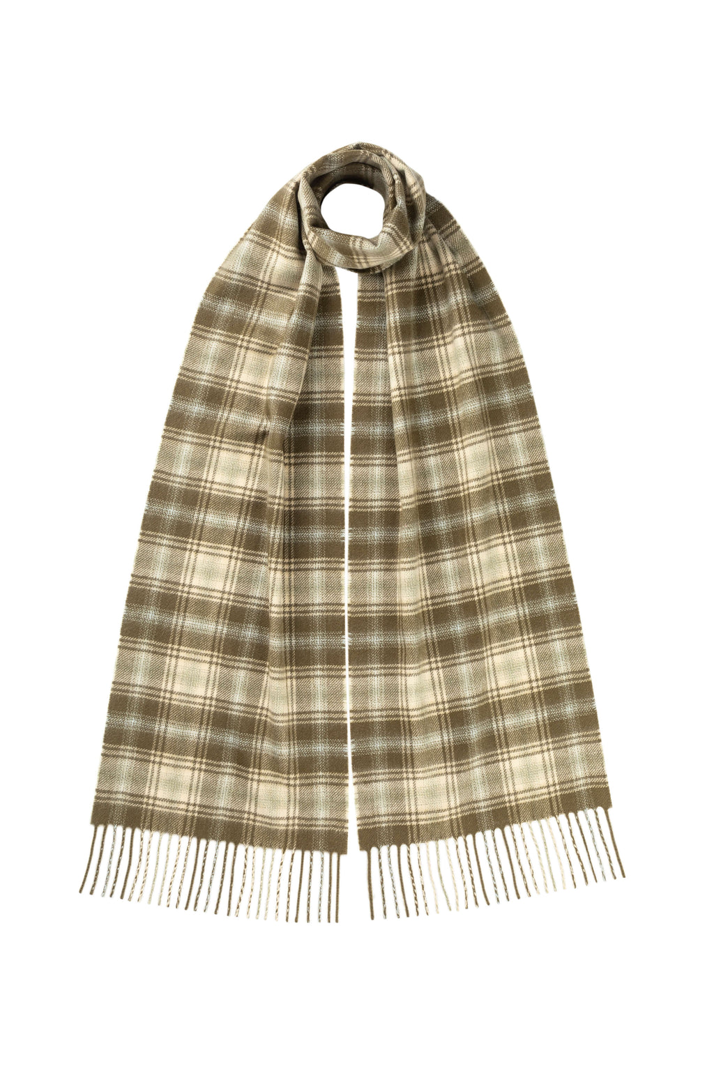 Johnstons of Elgin - Tweed Olive Green Cashmere Scarf