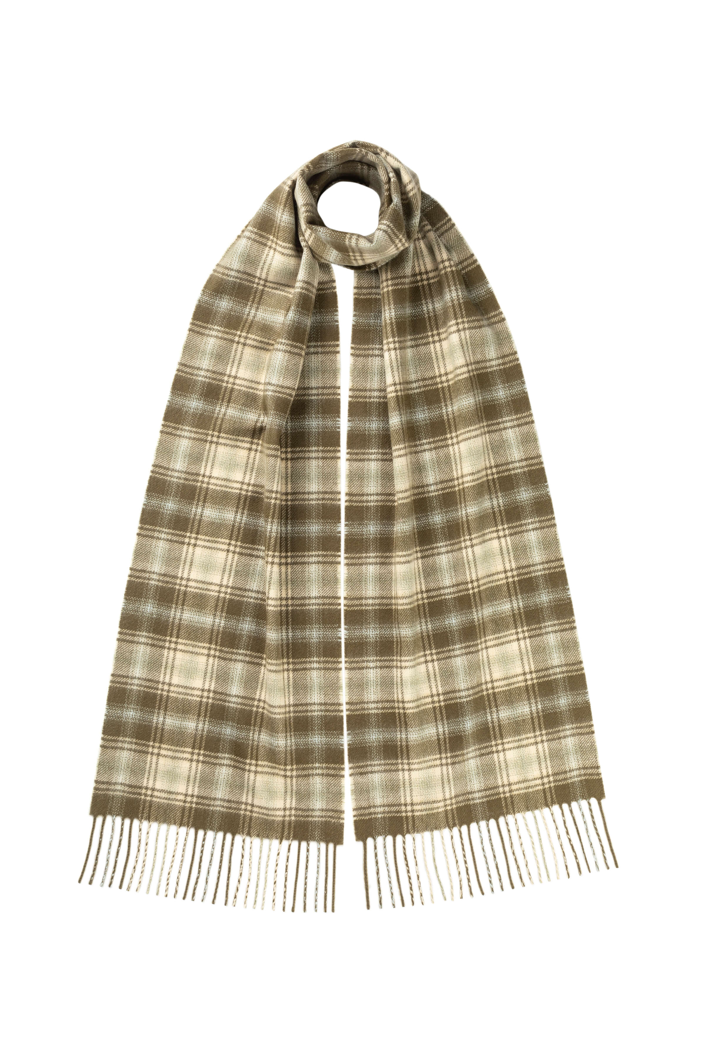 Johnstons of Elgin - Tweed Olive Green Cashmere Scarf