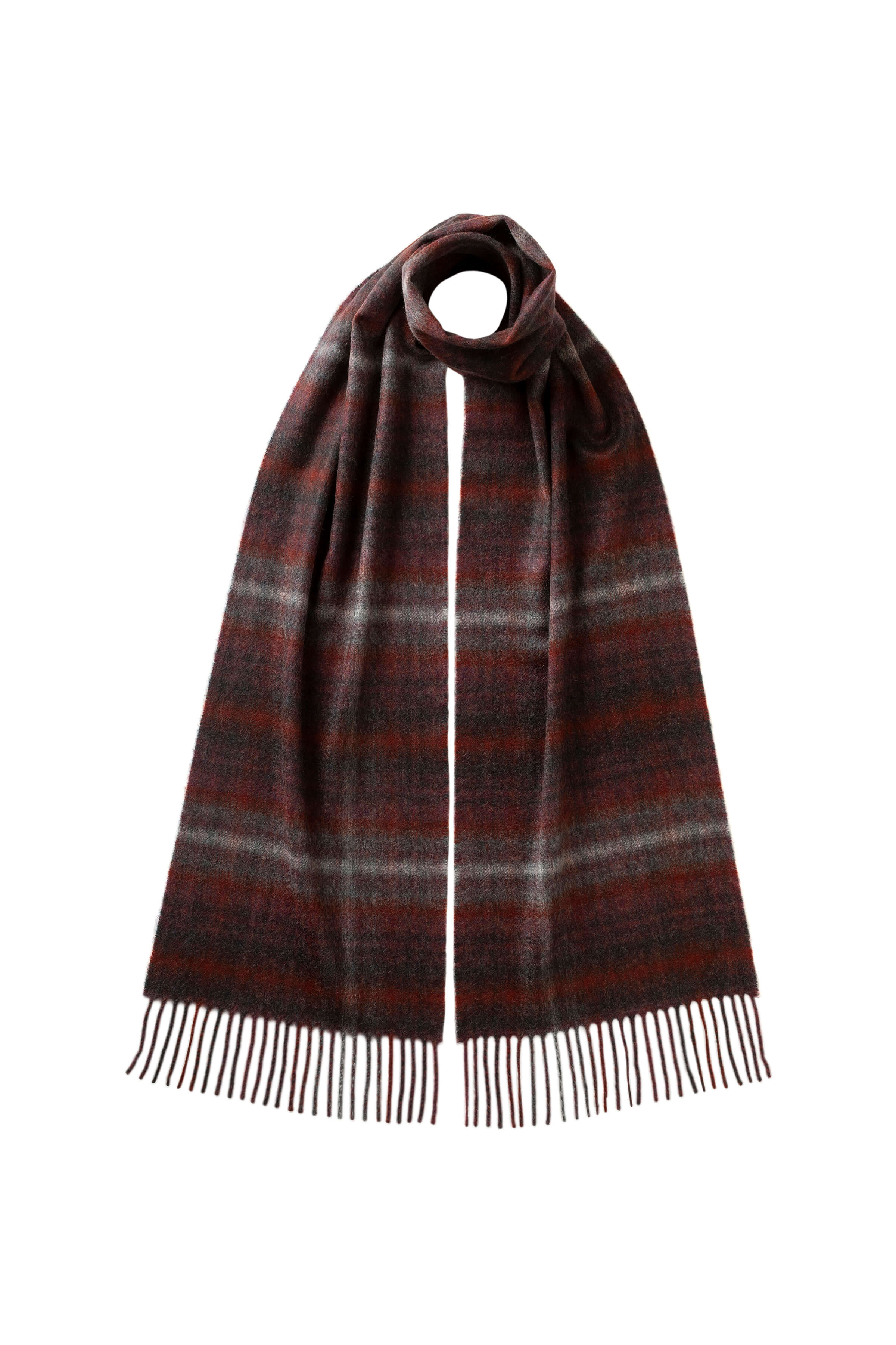 Johnstons of Elgin - Soft Blur Check Purple Cashmere Scarf