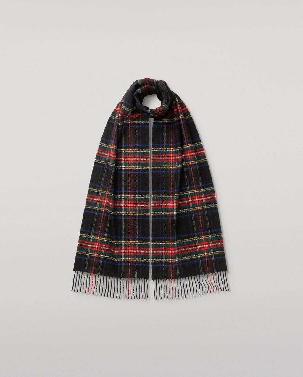 Johnstons of Elgin - Black Stewart Tartan Cashmere Scarf