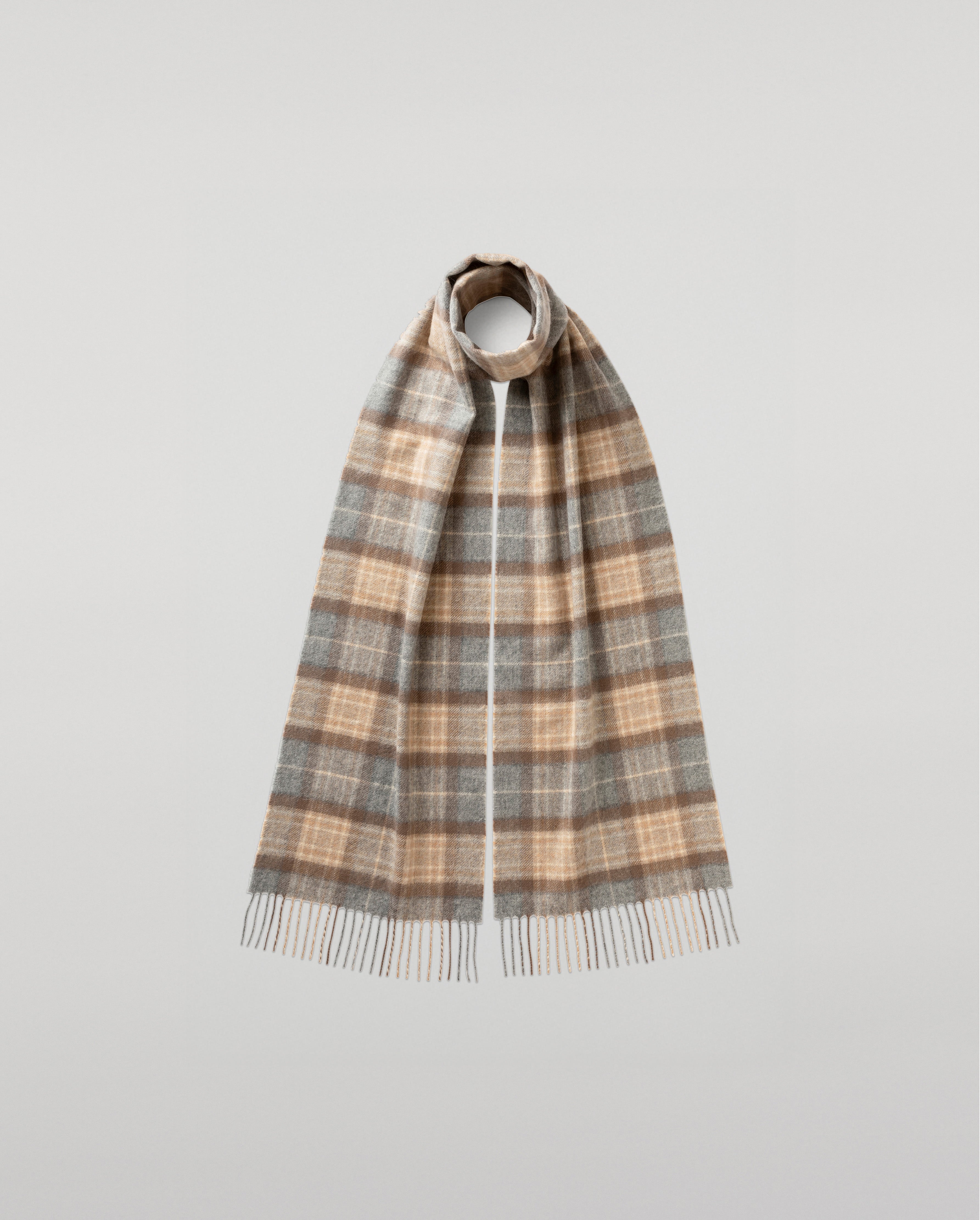 Johnstons of Elgin - Natural MacKellar Tartan Cashmere Scarf