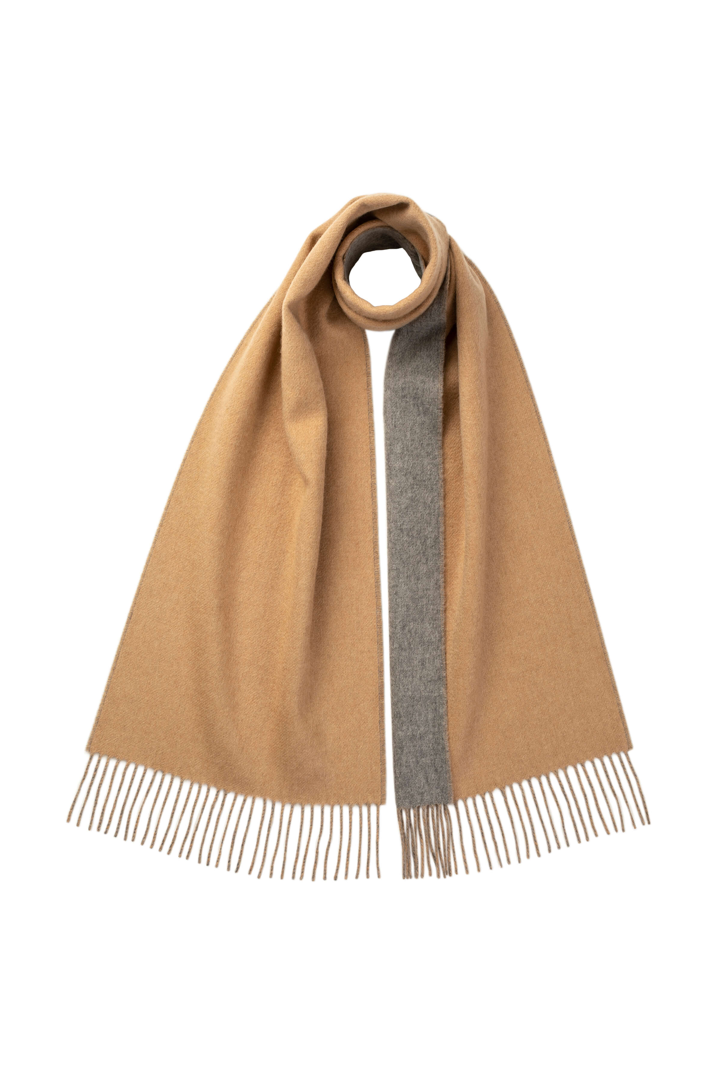 Johnstons of Elgin - Contrast Reversible Camel Cashmere Scarf