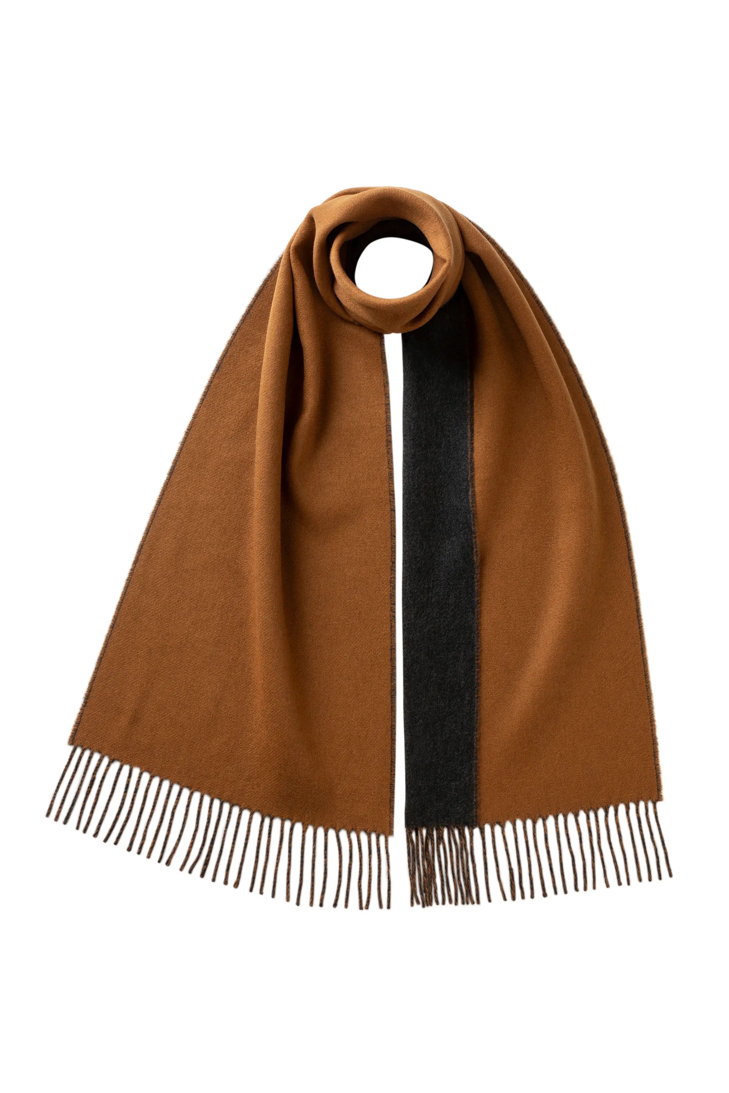 Johnstons of Elgin - Contrast Reversible Camel Cashmere Scarf
