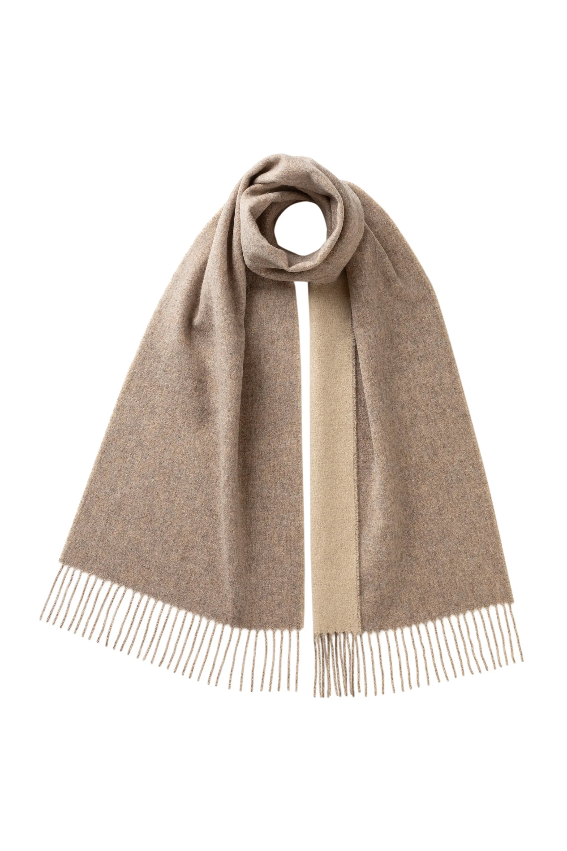 Johnstons of Elgin - Contrast Reversible Natural Cashmere Scarf