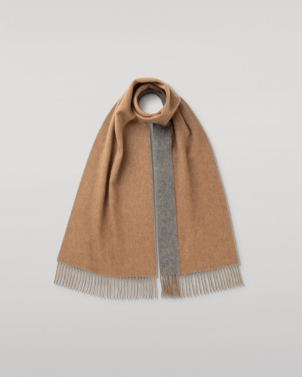 Johnstons of Elgin - Contrast Natural & Grey Cashmere Scarf