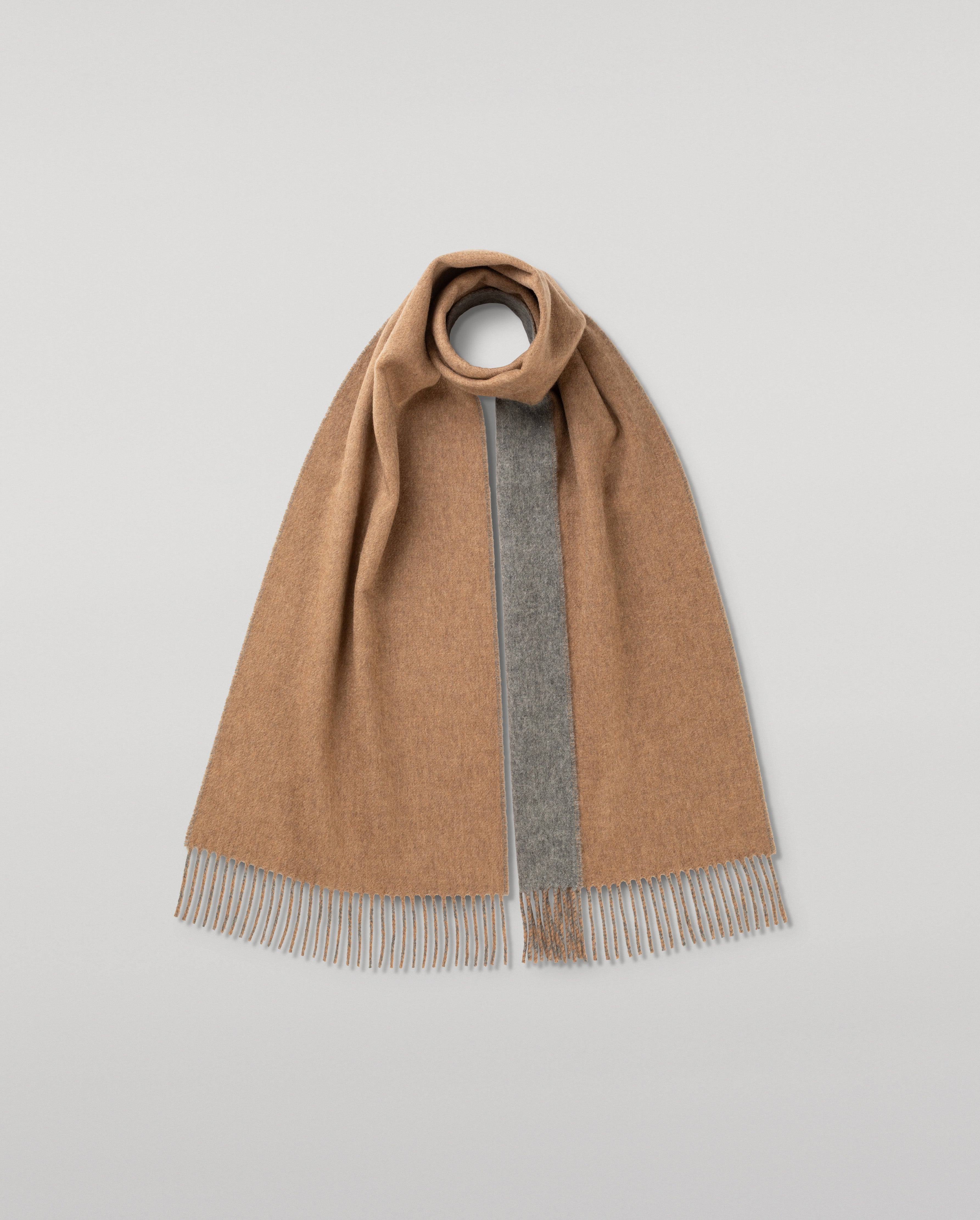 Johnstons of Elgin - Contrast Natural & Grey Cashmere Scarf