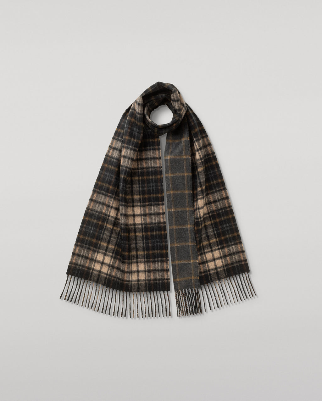 Johnstons of Elgin - Dunnottar Tartan & Windowpane Cashmere Scarf