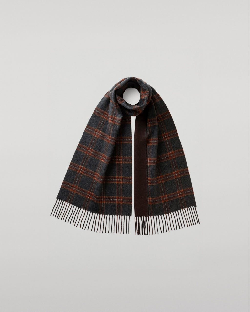 Johnstons of Elgin - Reversible Navy Tartan Cashmere Scarf