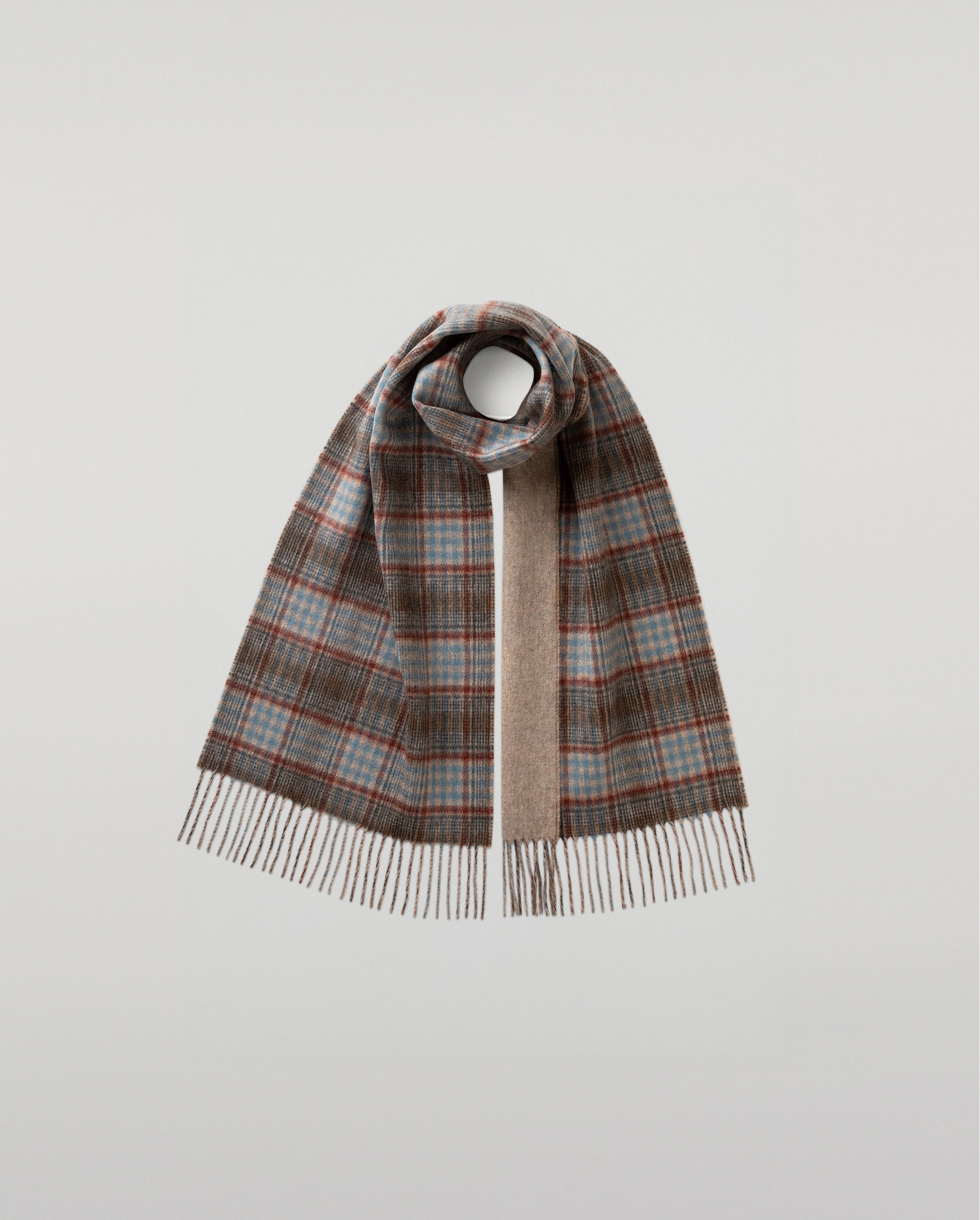 Johnstons of Elgin - Reversible Grey Check Cashmere Scarf