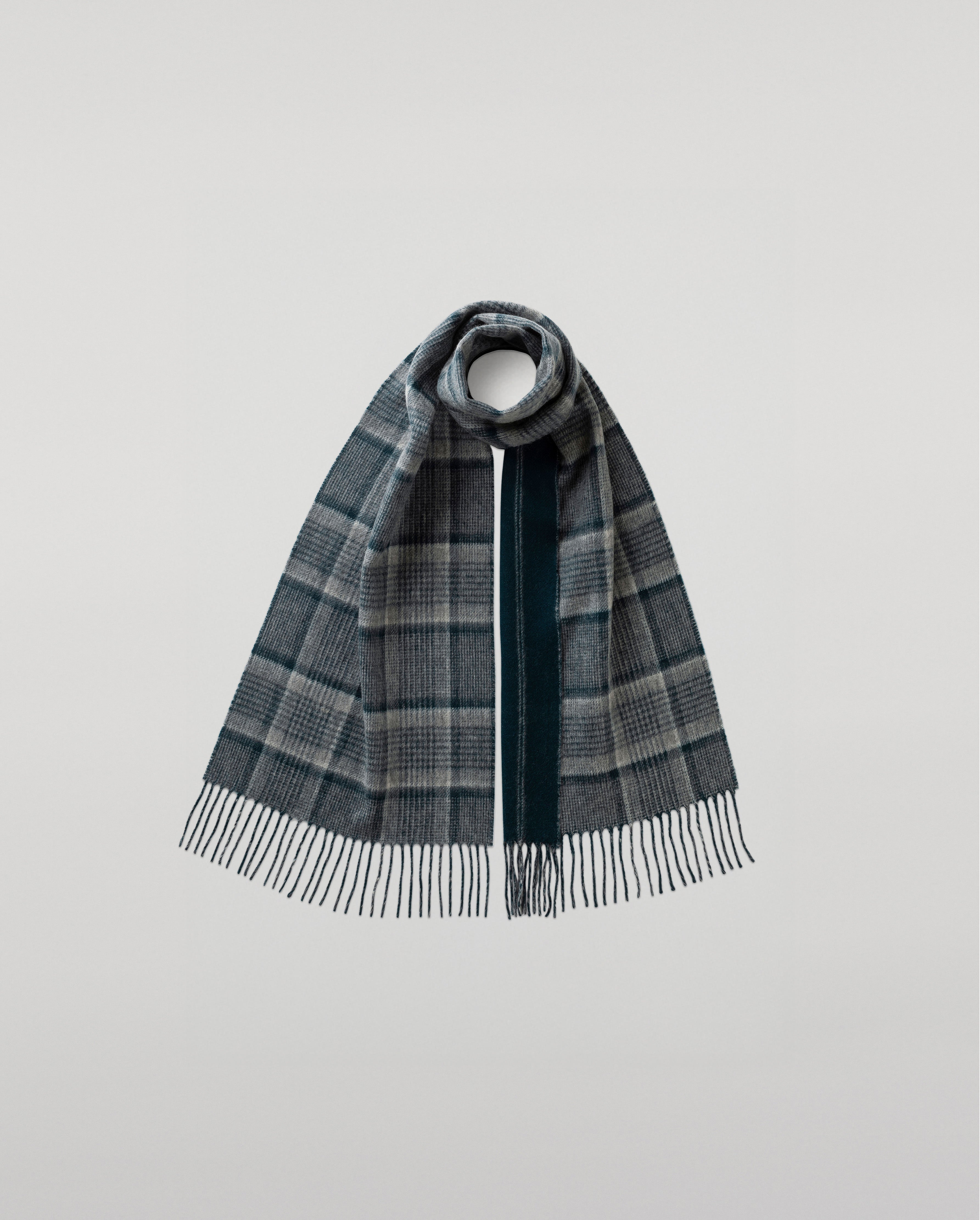 Johnstons of Elgin - Reversible Grey Pinstripe Cashmere Scarf
